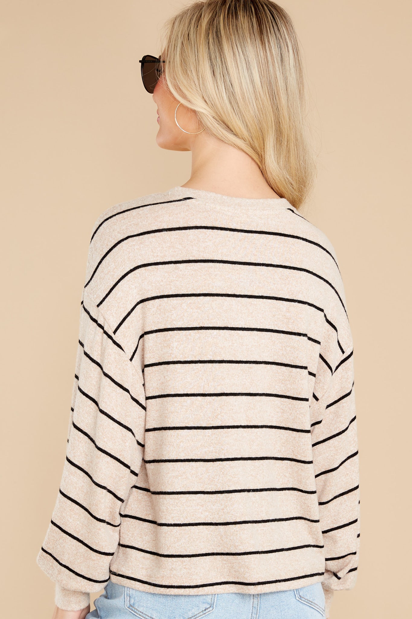 Mira Oatmeal Stripe Marled Top