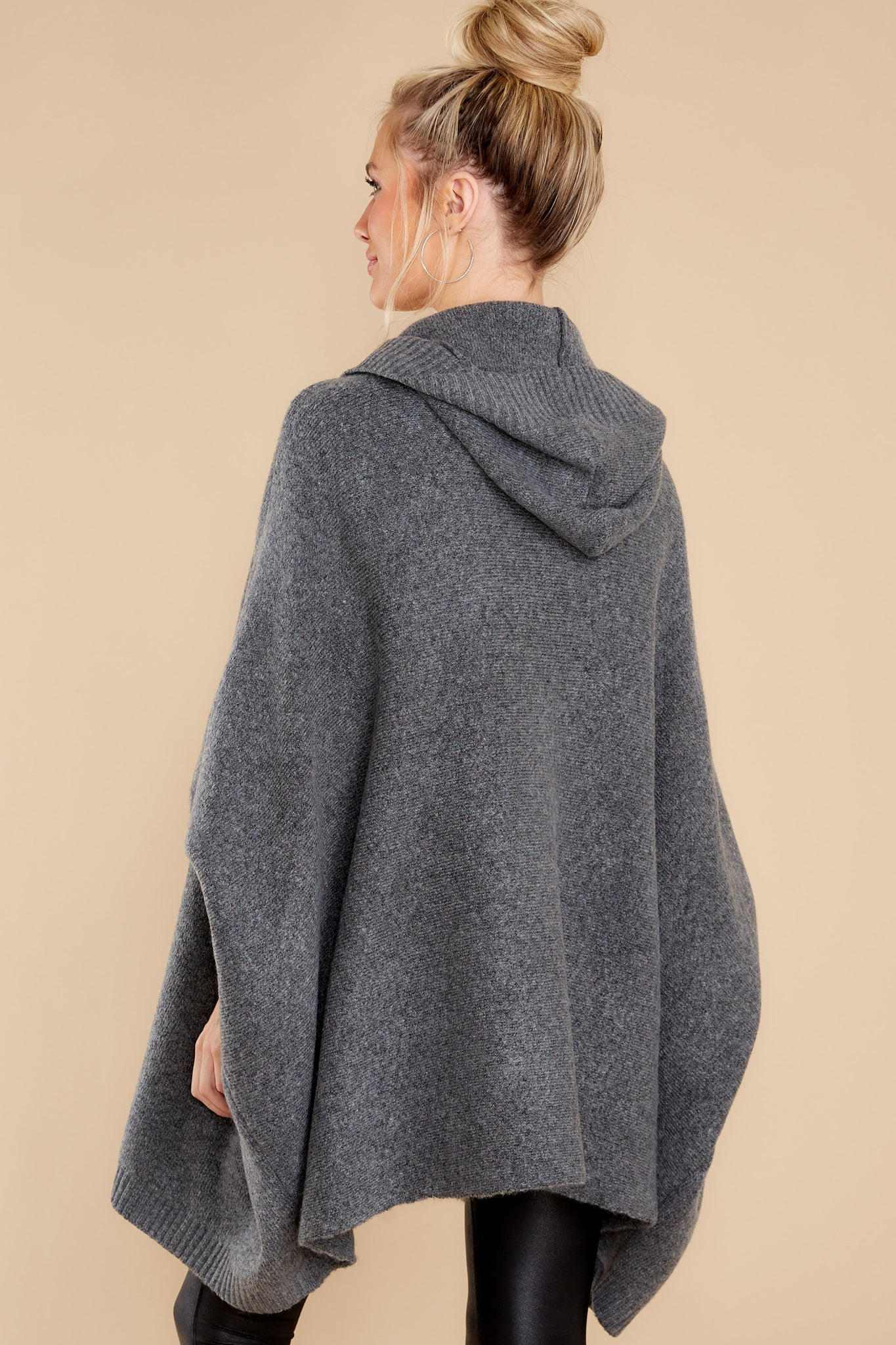 Passing Cities Charcoal Poncho Cardigan