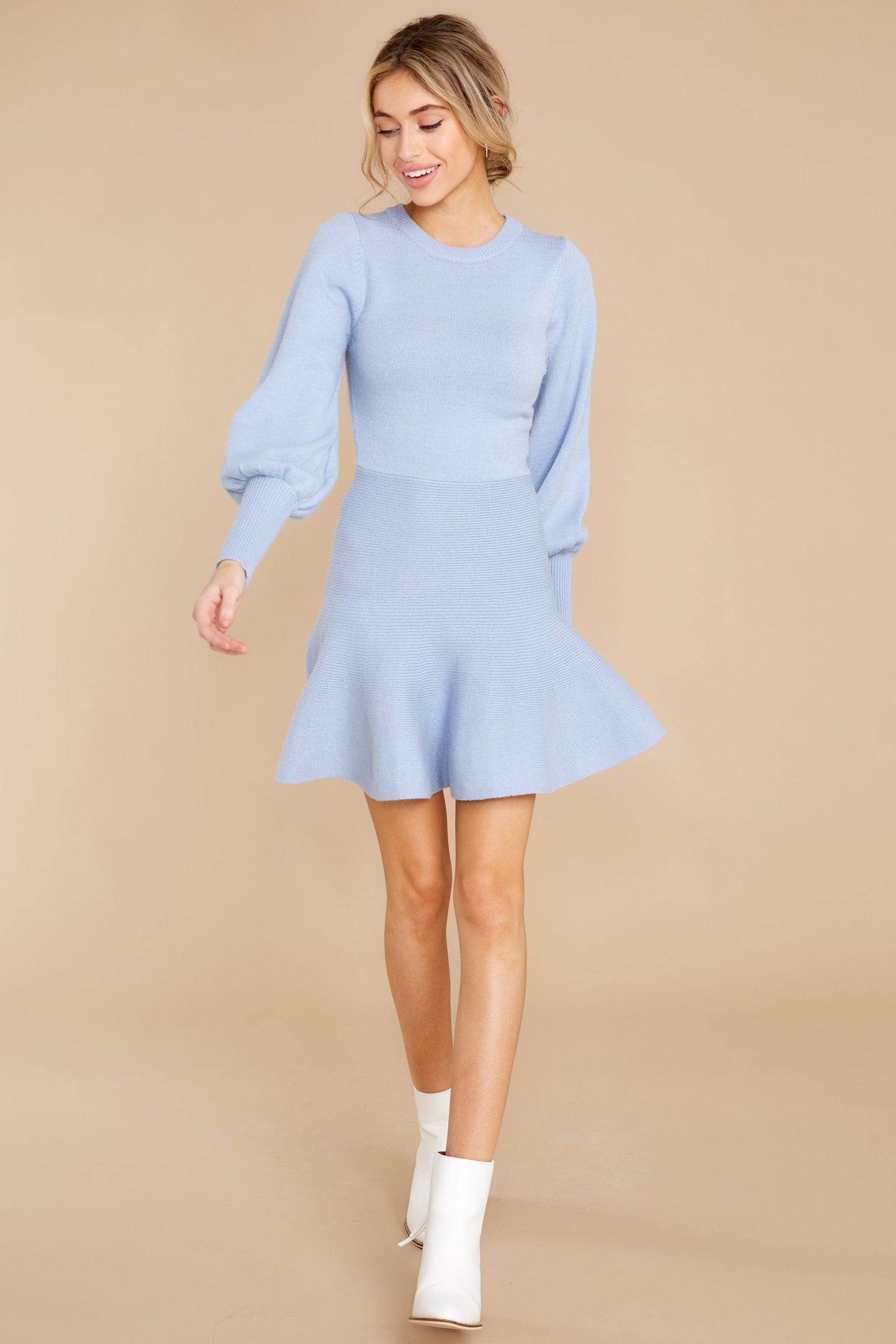 Into You Dusty Blue Sweater Dress