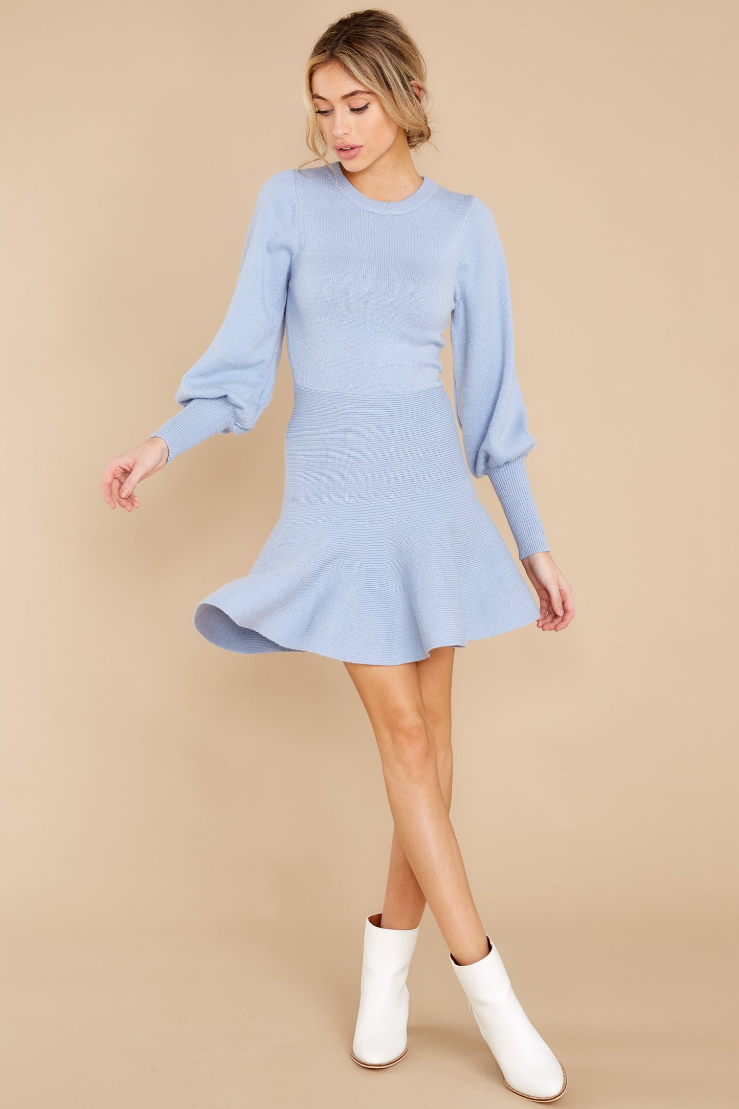 Into You Dusty Blue Sweater Dress