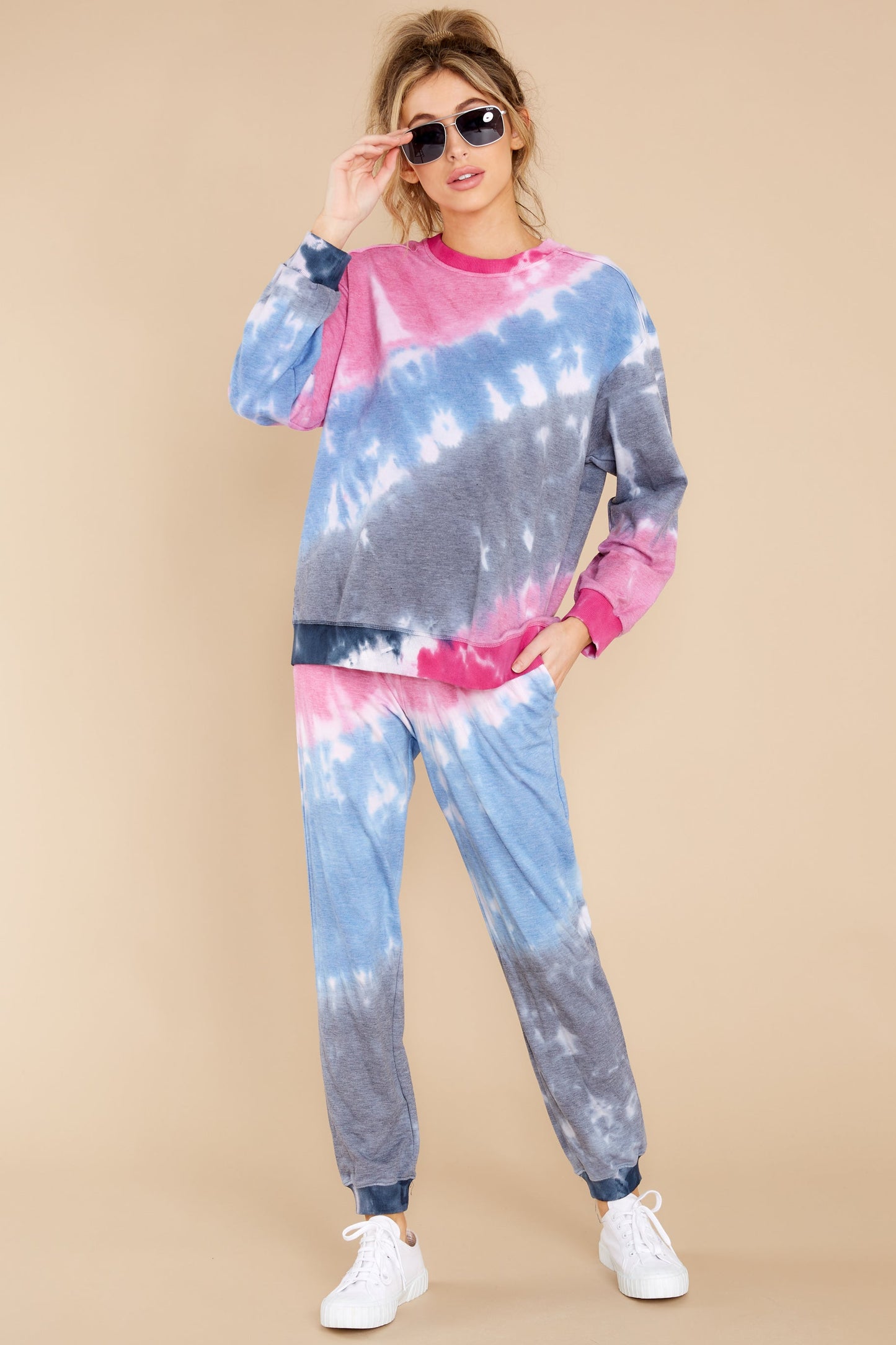 Feel Something Pink And Blue Tie Dye Joggers