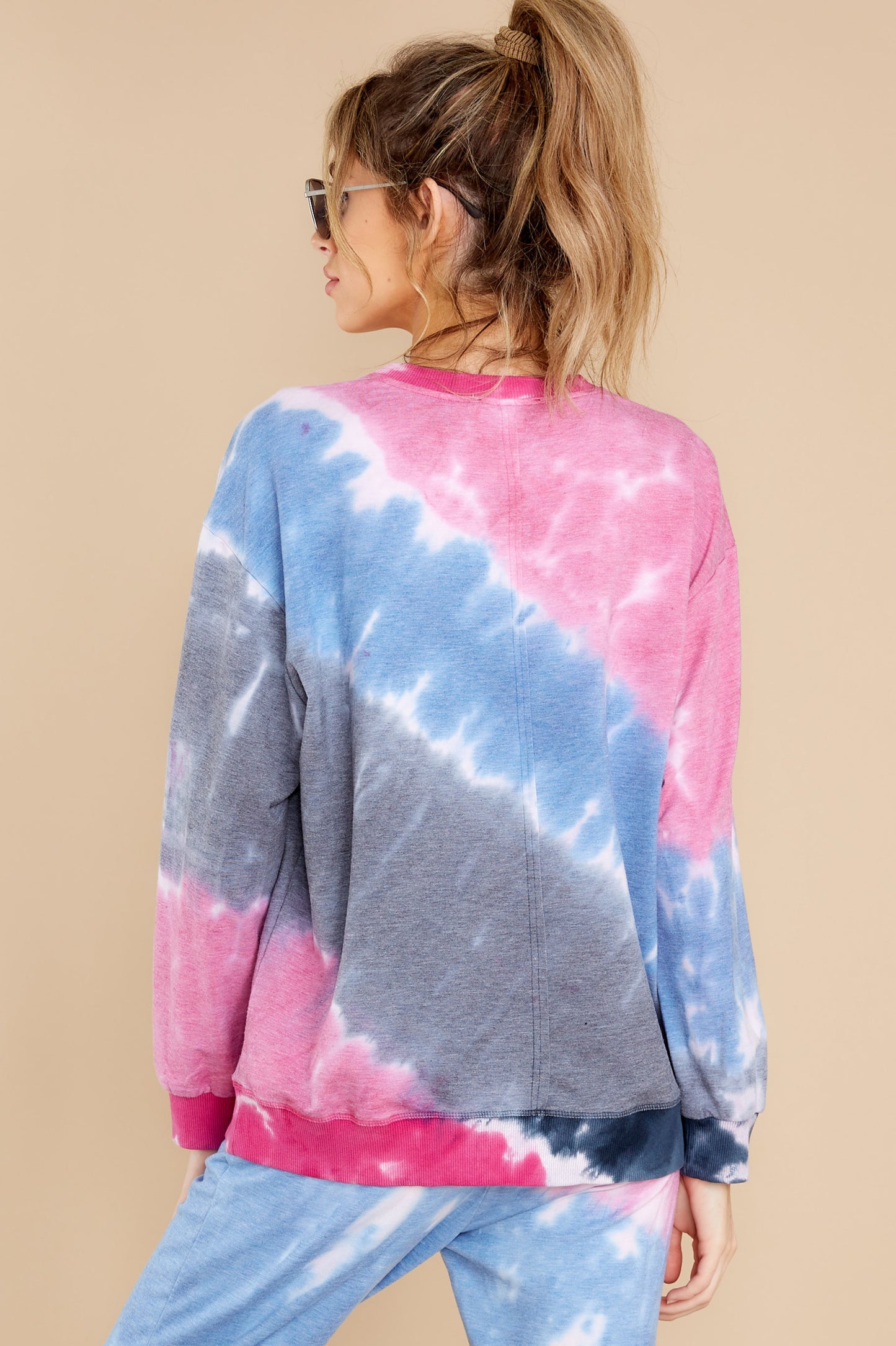 West Coast Sunset Pink And Blue Tie Dye Pullover