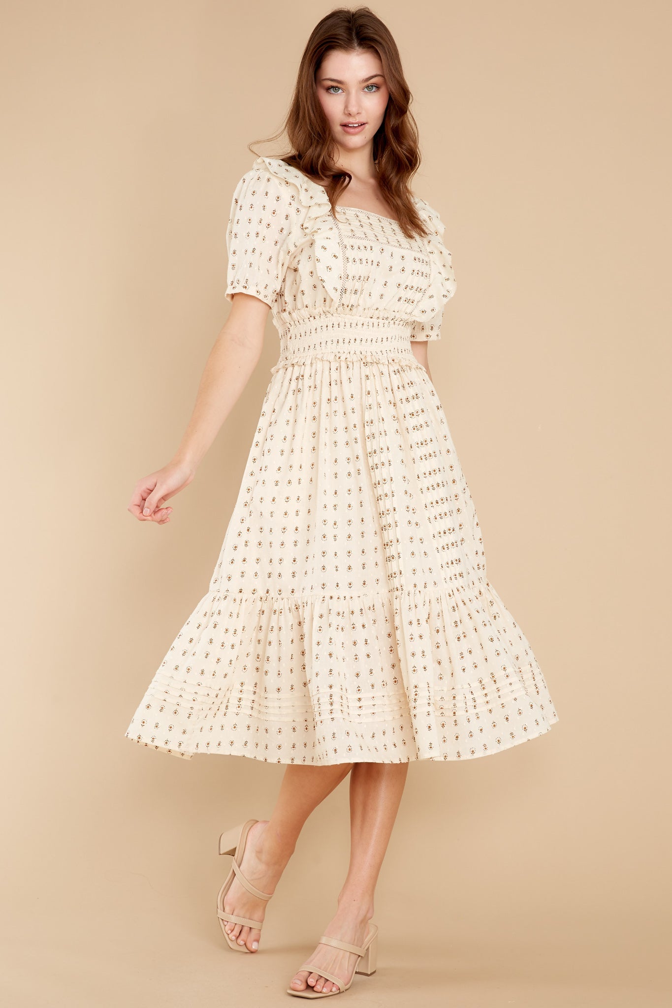 Prairie Folklore Block Print Midi Dress