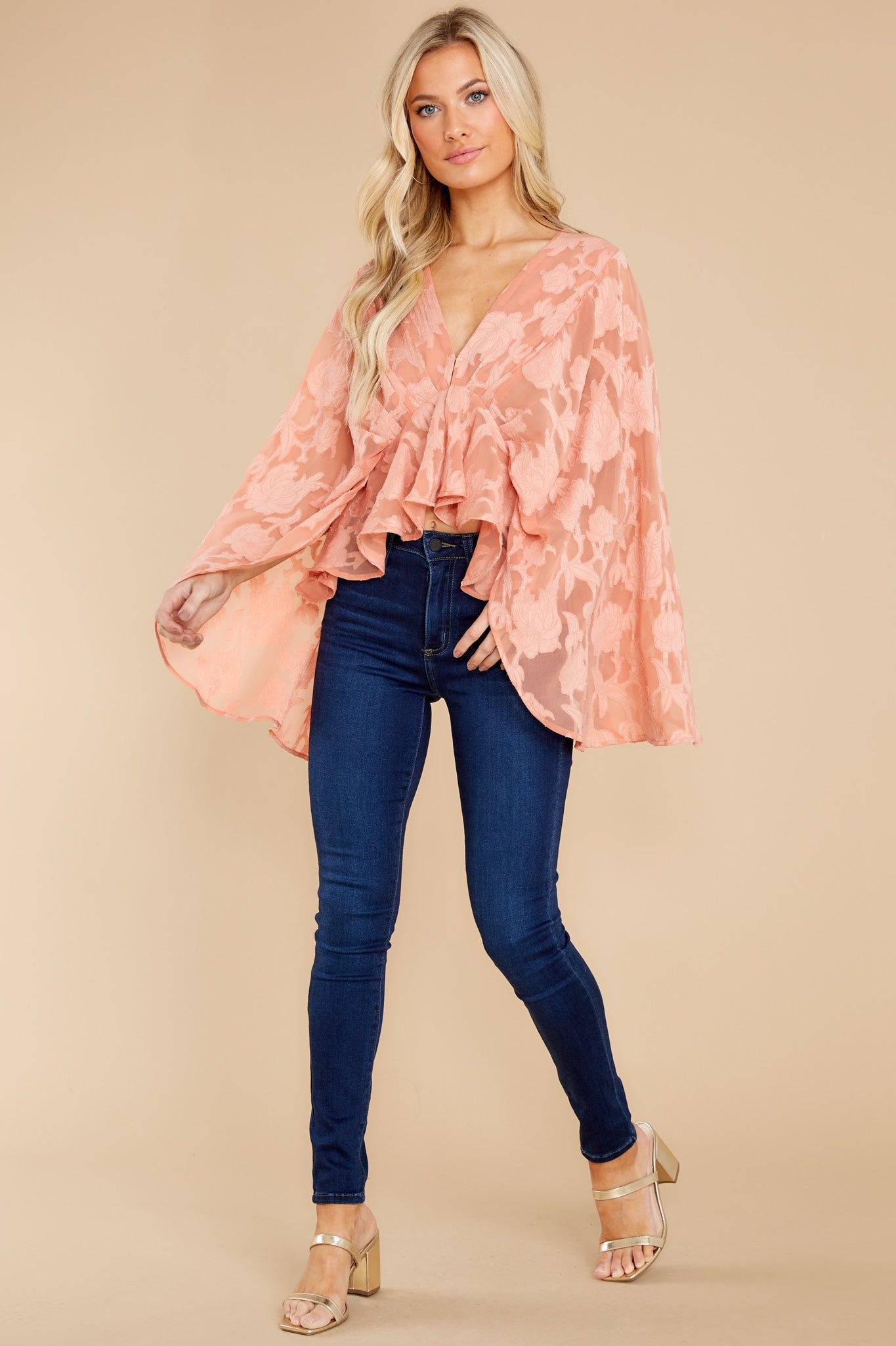 Demeter Peach Woven Top