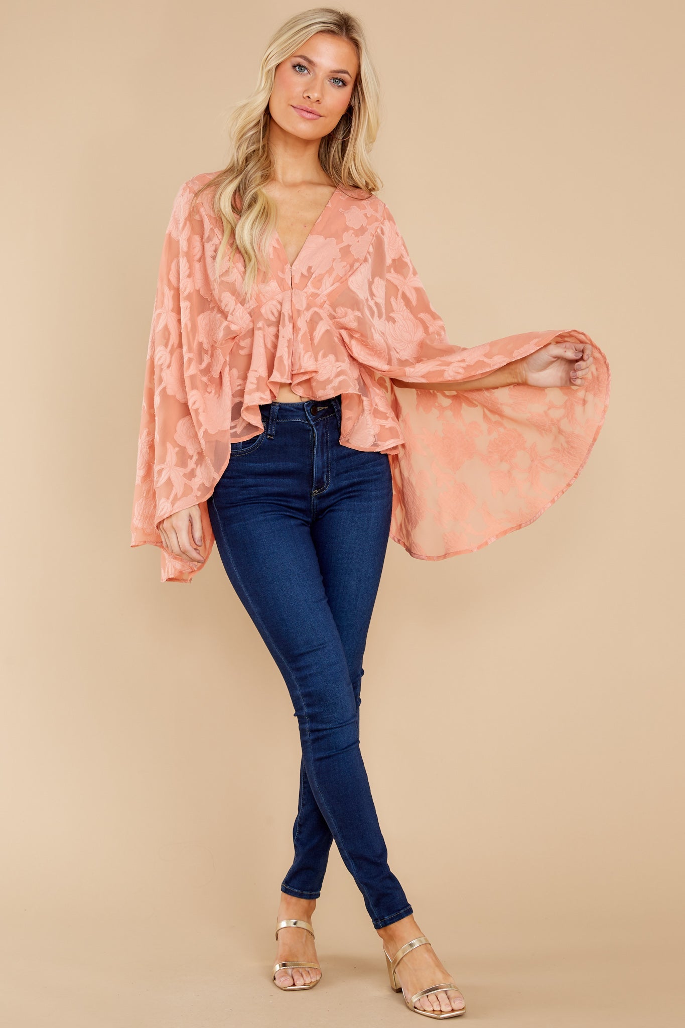 Demeter Peach Woven Top