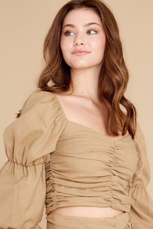 Over The Horizon Taupe Top