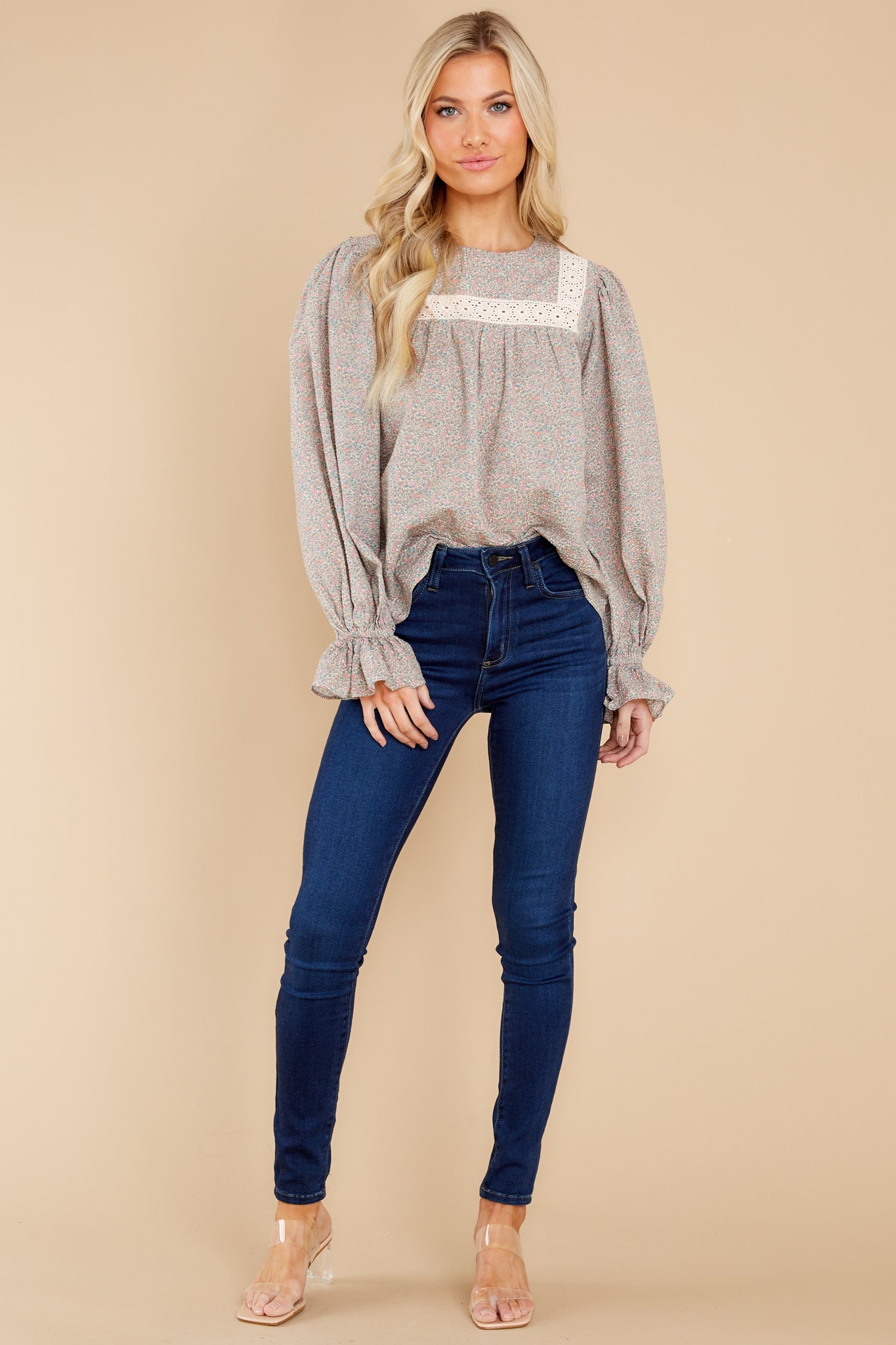 Peaceful Heart Ivory Floral Print Top