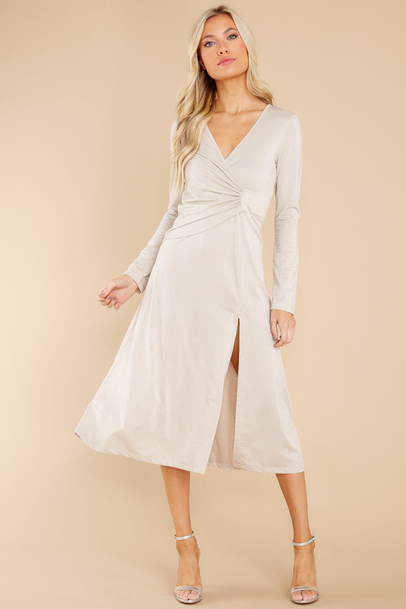 Andromeda Champagne Silver Maxi Dress