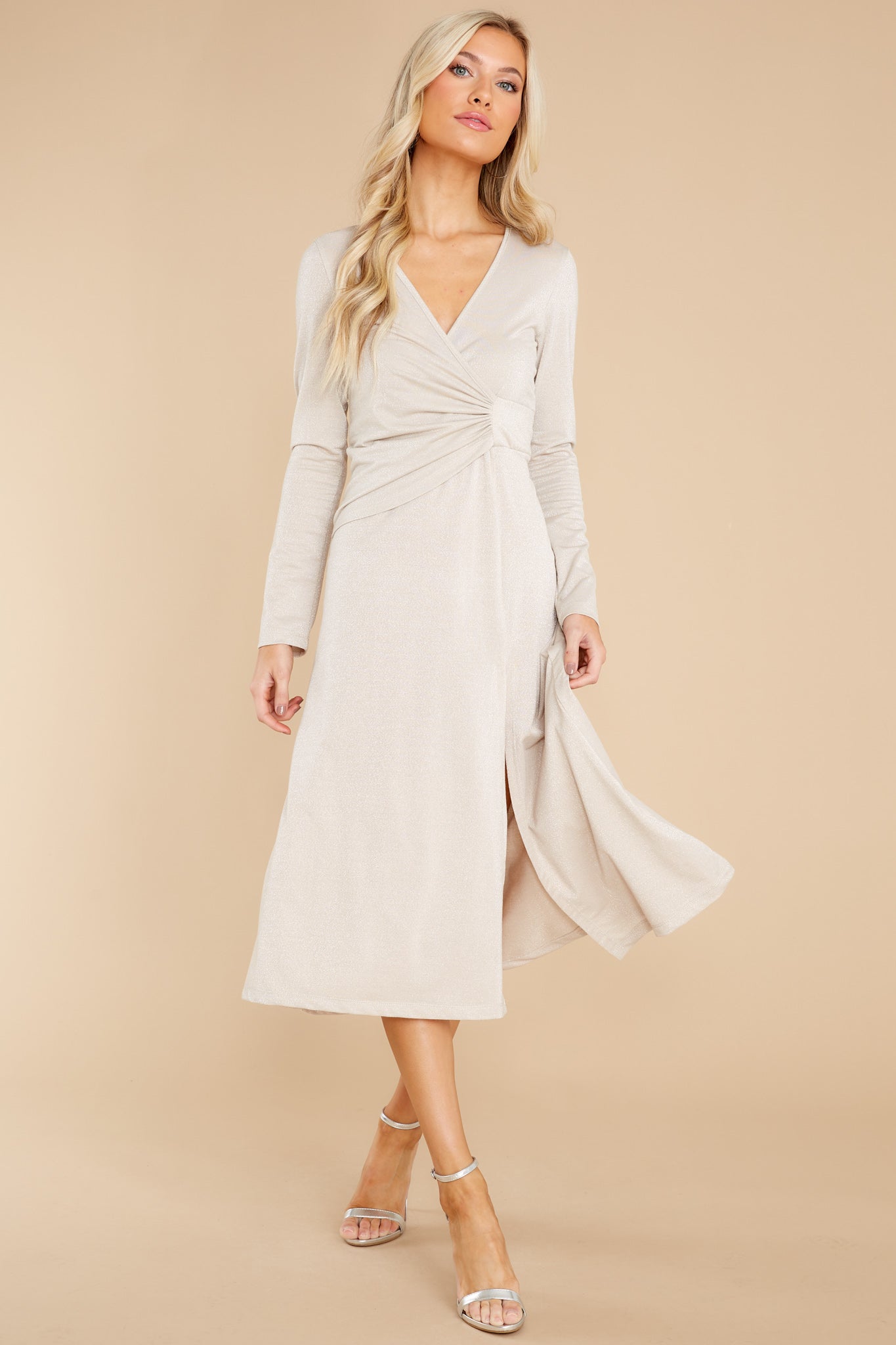 Andromeda Champagne Silver Maxi Dress