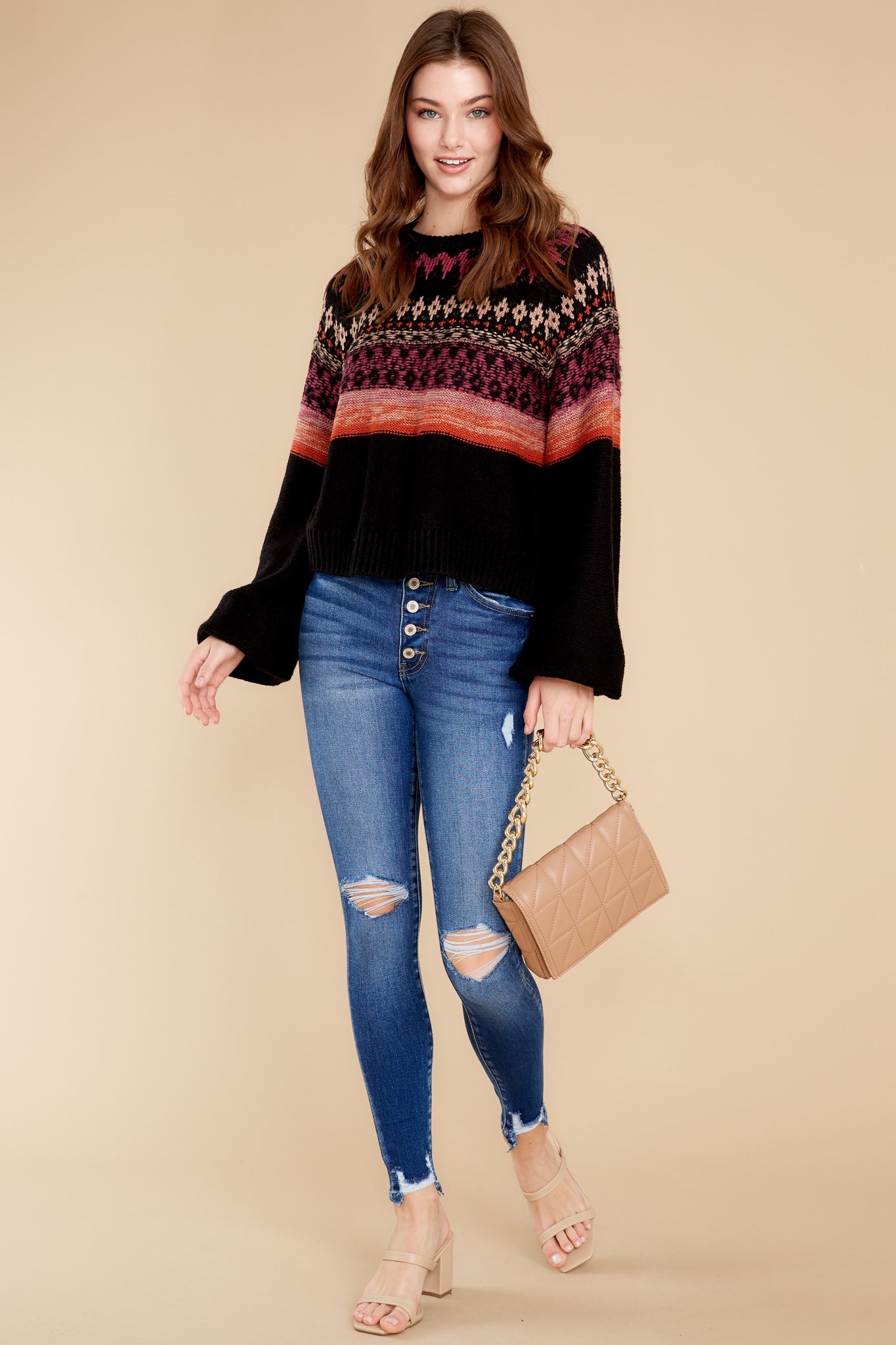 Melaina Black Multi Sweater