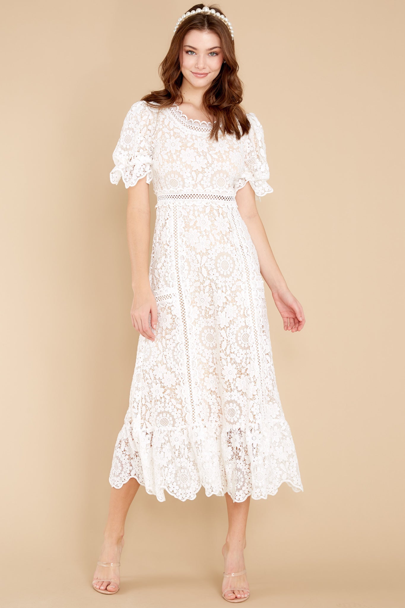 Forever In My Heart White Lace Midi Dress