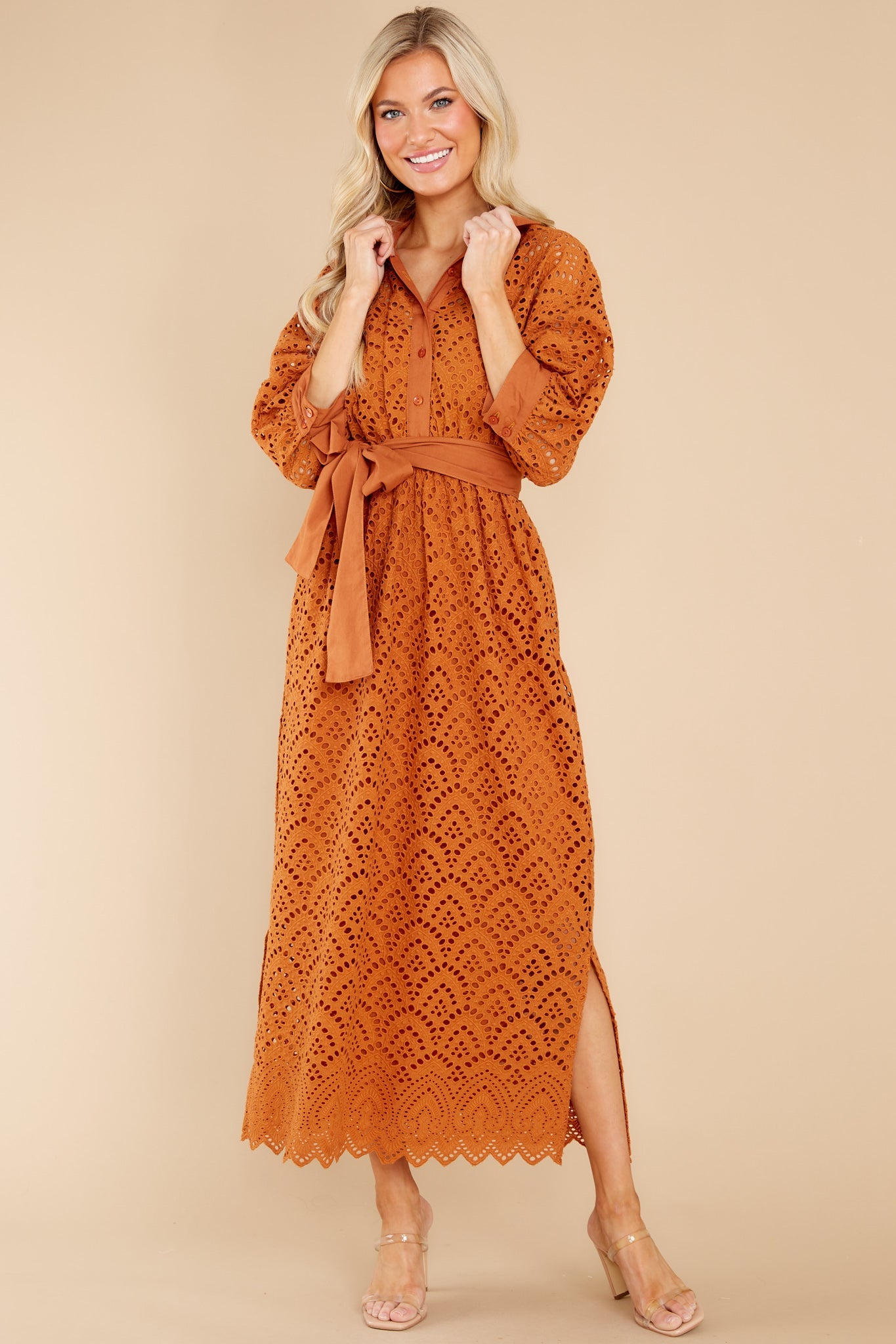 Krystel Eyelet Fall Long Dress