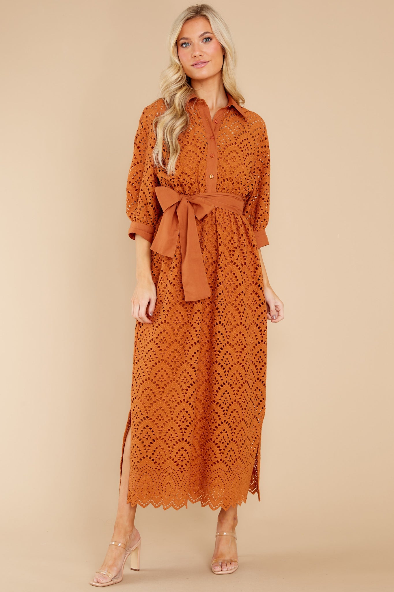 Krystel Eyelet Fall Long Dress