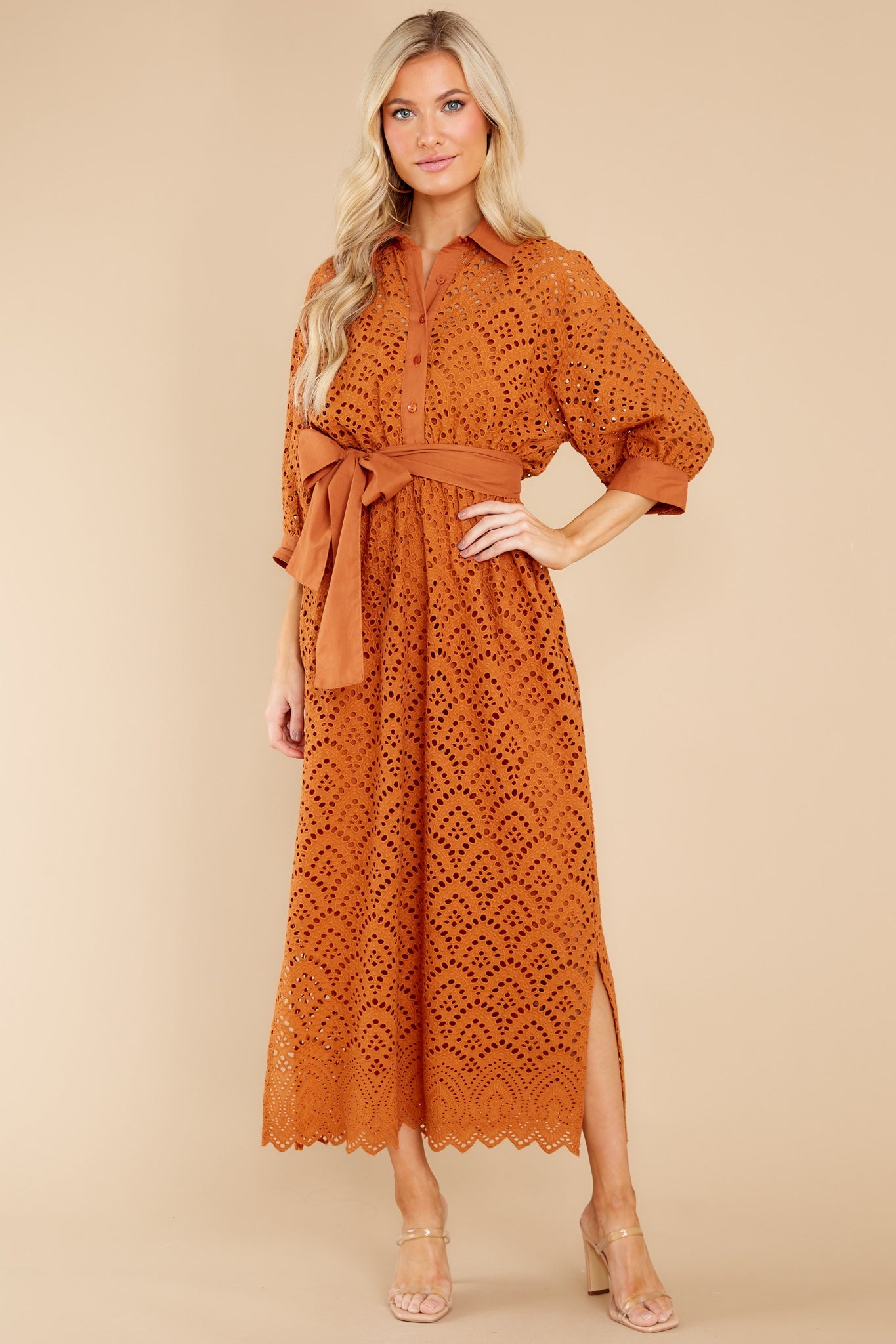 Krystel Eyelet Fall Long Dress
