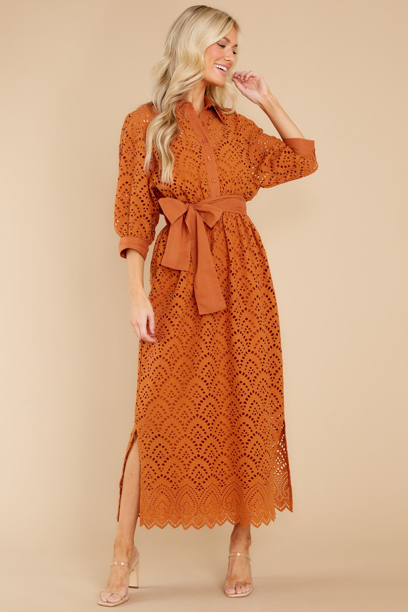 Krystel Eyelet Fall Long Dress