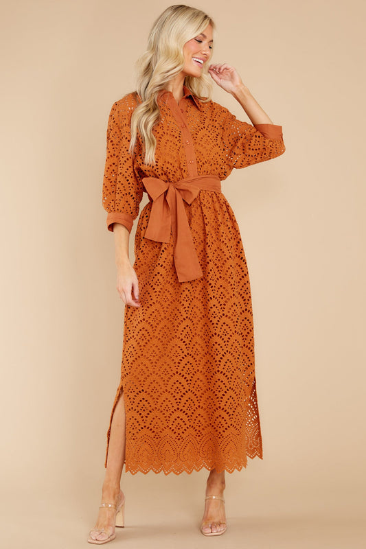 Krystel Eyelet Fall Long Dress