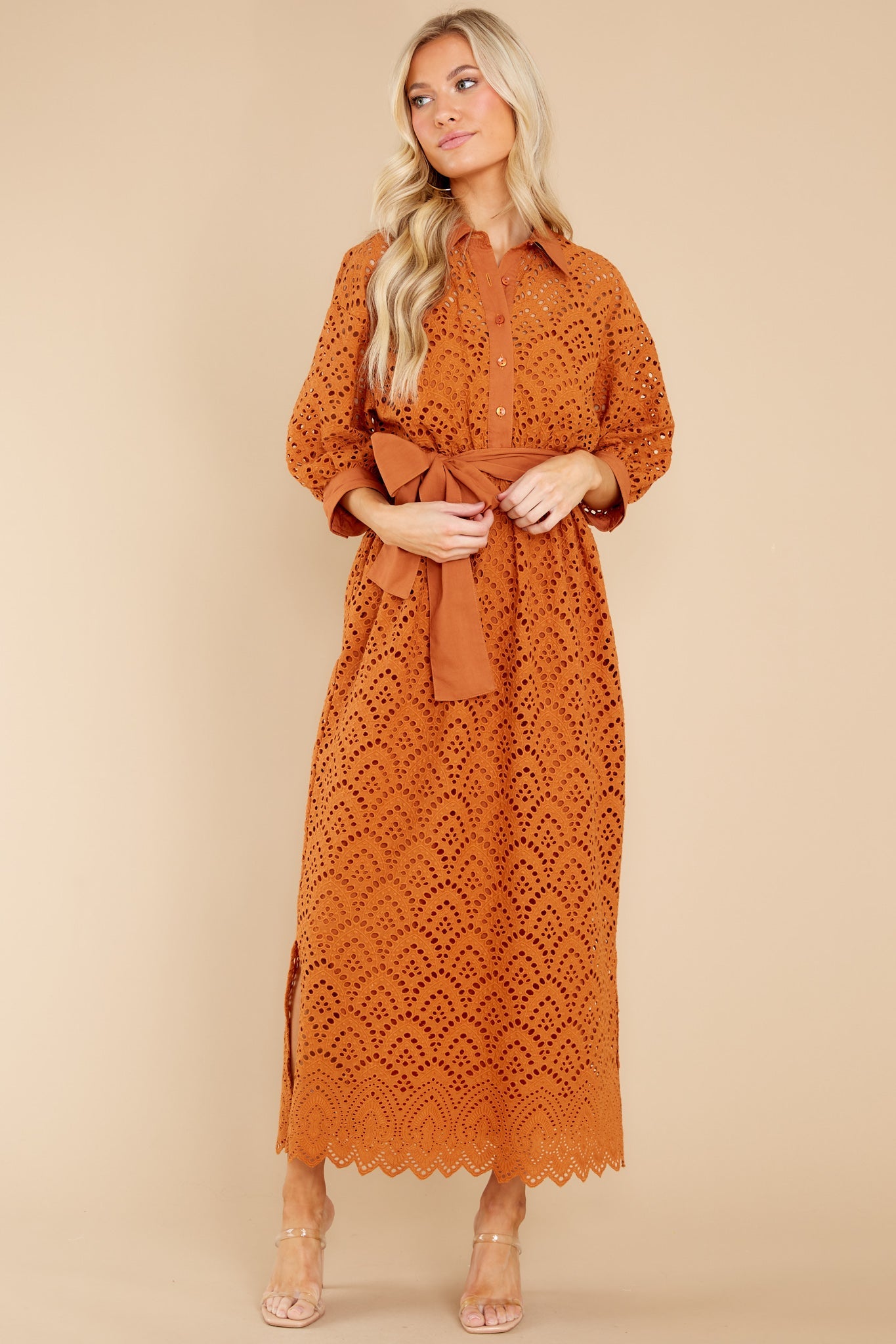 Krystel Eyelet Fall Long Dress