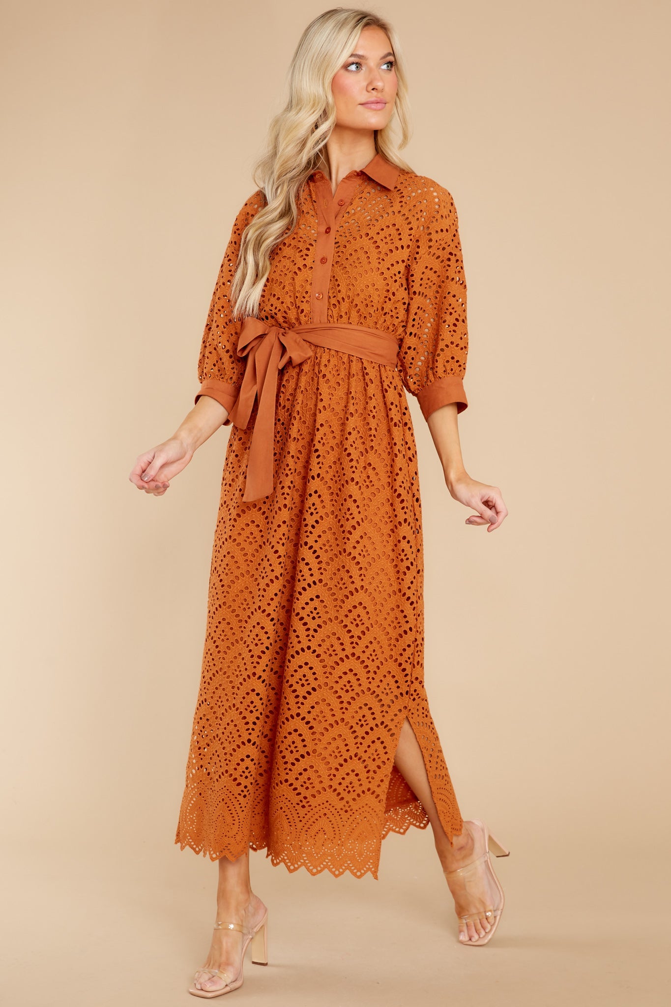 Krystel Eyelet Fall Long Dress