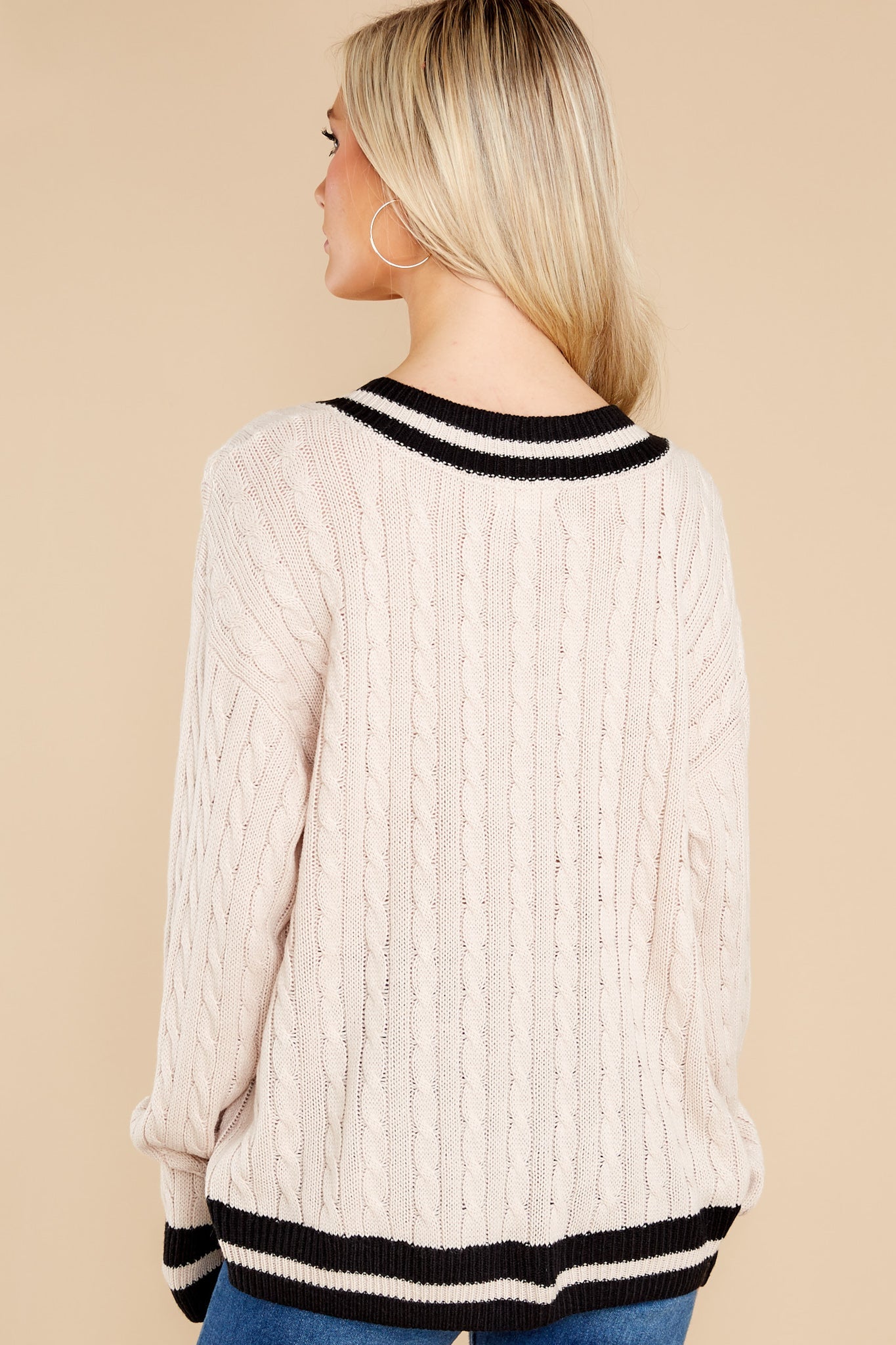 Simply Obsessed Beige And Black Sweater