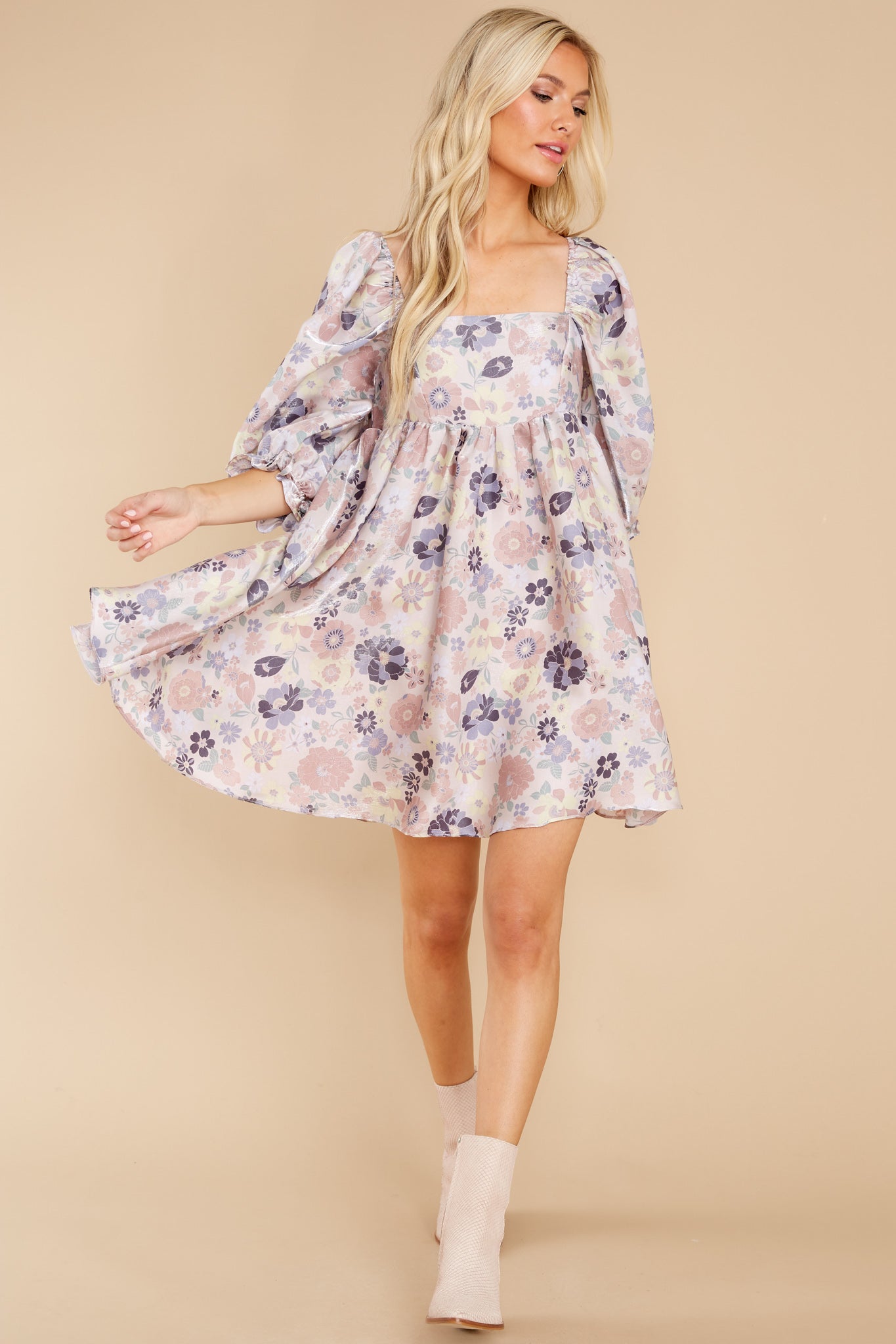 Something's Getting Started Lavender Floral Print Dress