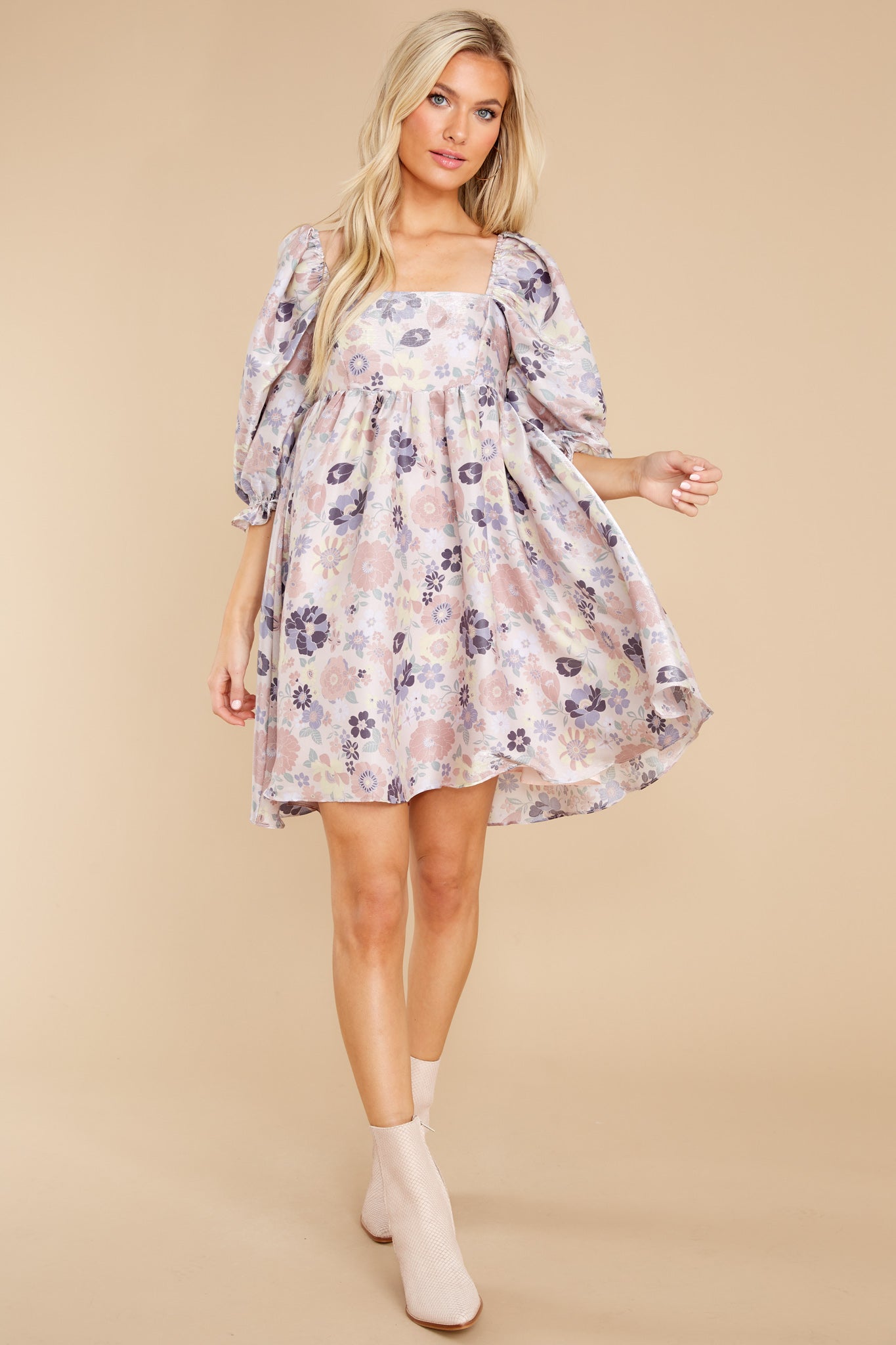 Something's Getting Started Lavender Floral Print Dress