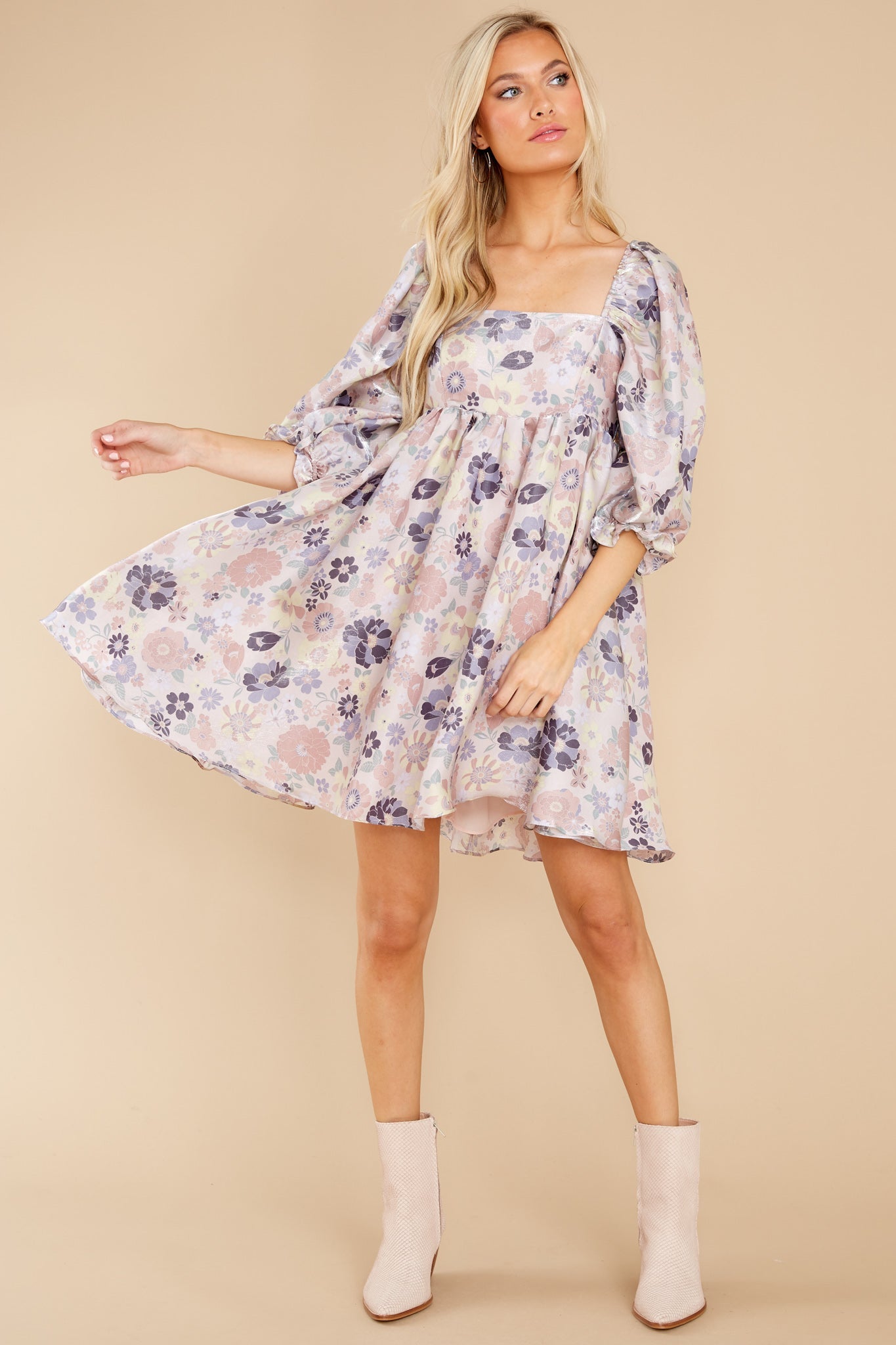 Something's Getting Started Lavender Floral Print Dress