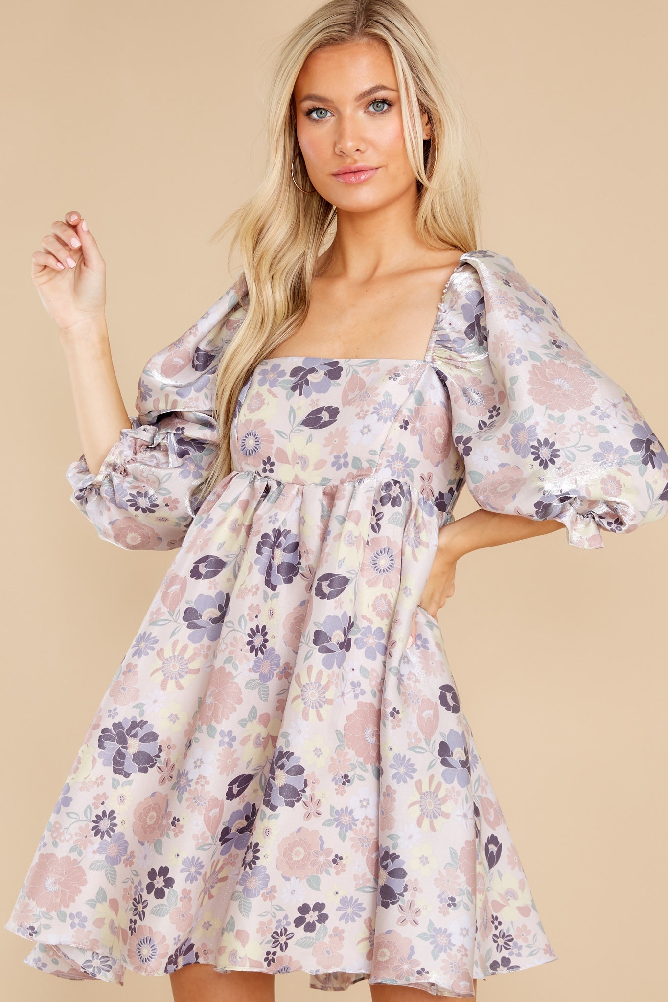 Something's Getting Started Lavender Floral Print Dress