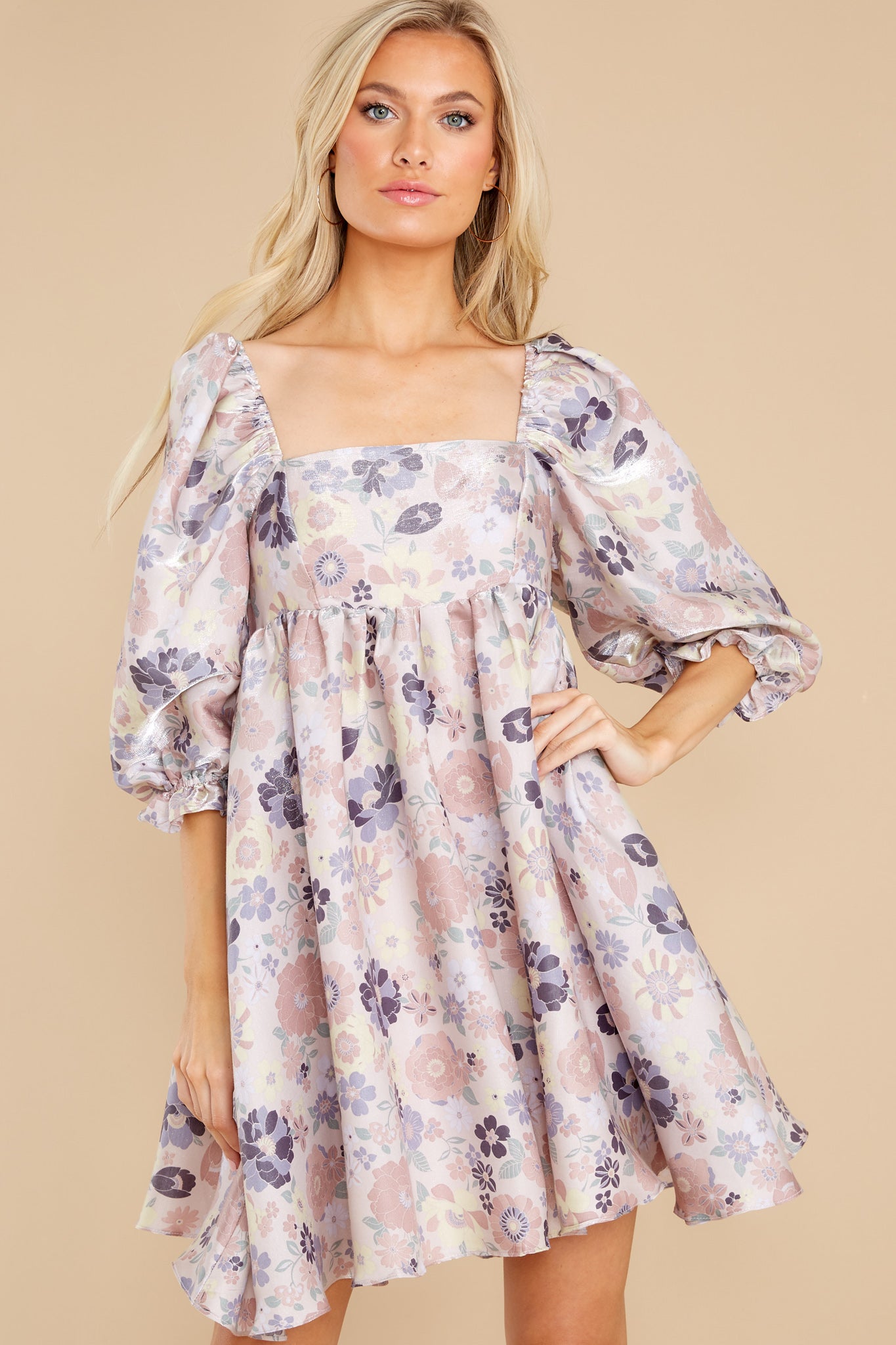 Something's Getting Started Lavender Floral Print Dress