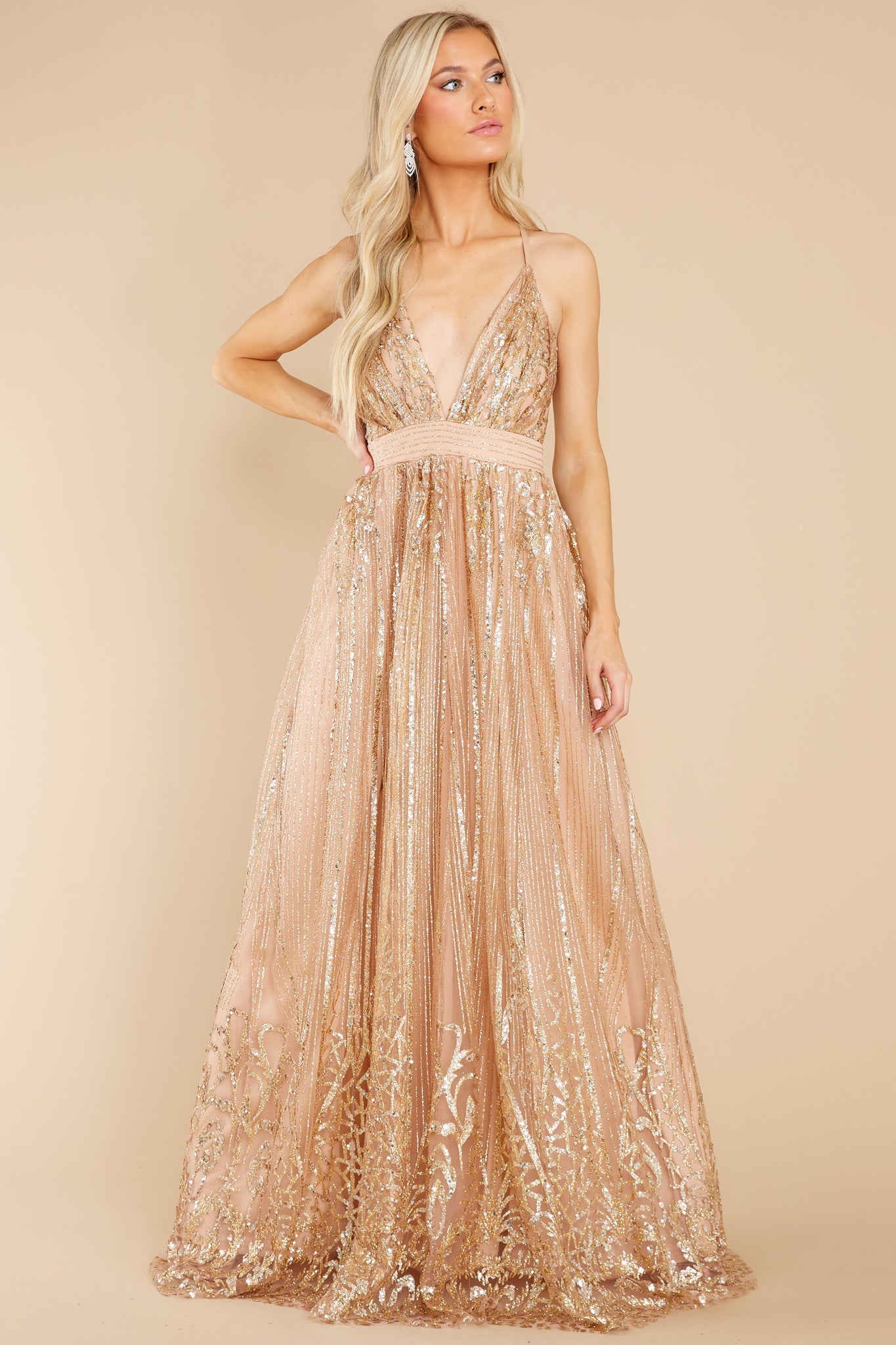 Real Elegance Rose Gold Maxi Dress