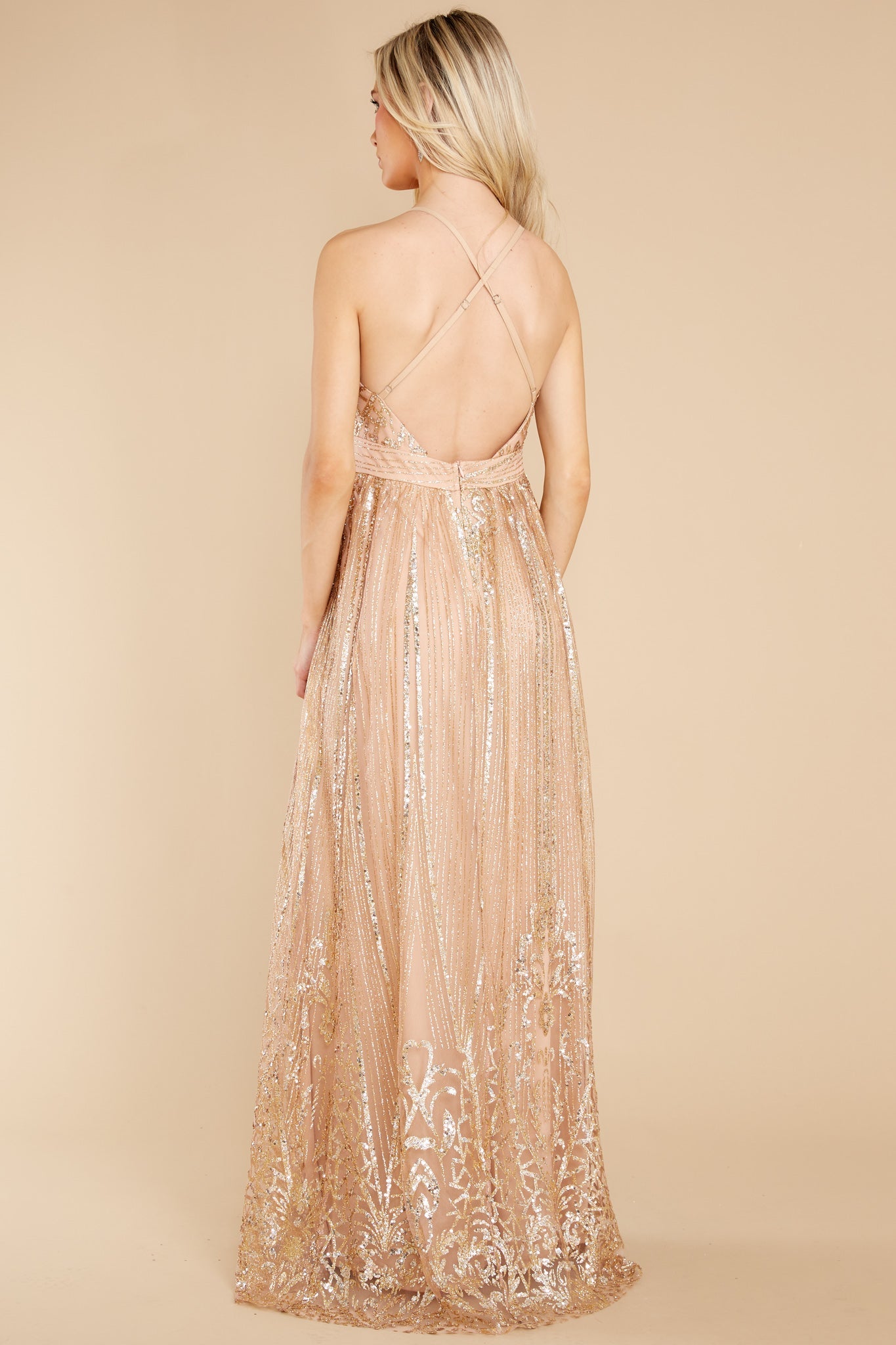 Real Elegance Rose Gold Maxi Dress