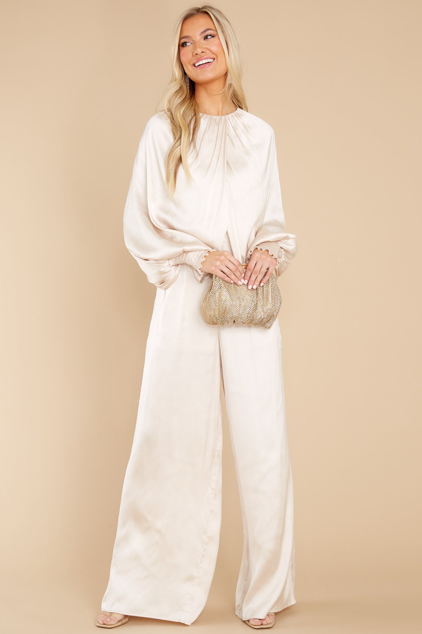 Glimmering Nights Champagne Jumpsuit