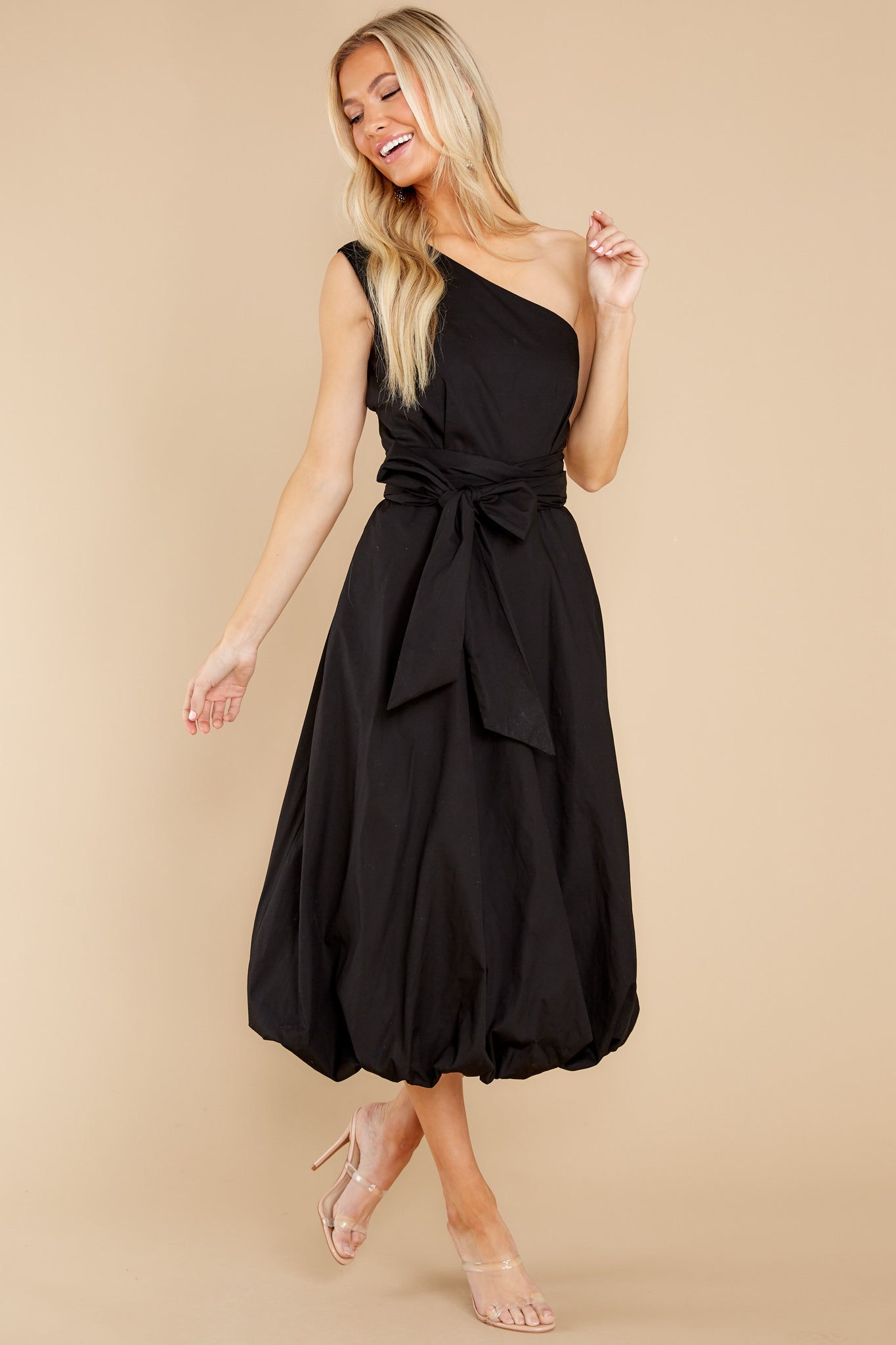 Cheery Times Black Midi Dress