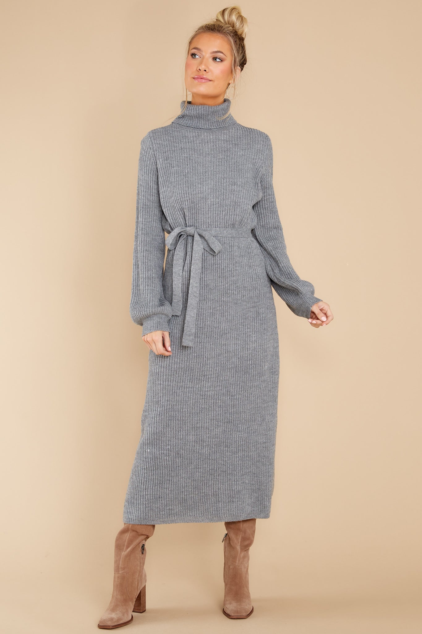 When In Doubt Grey Knit Maxi Dress