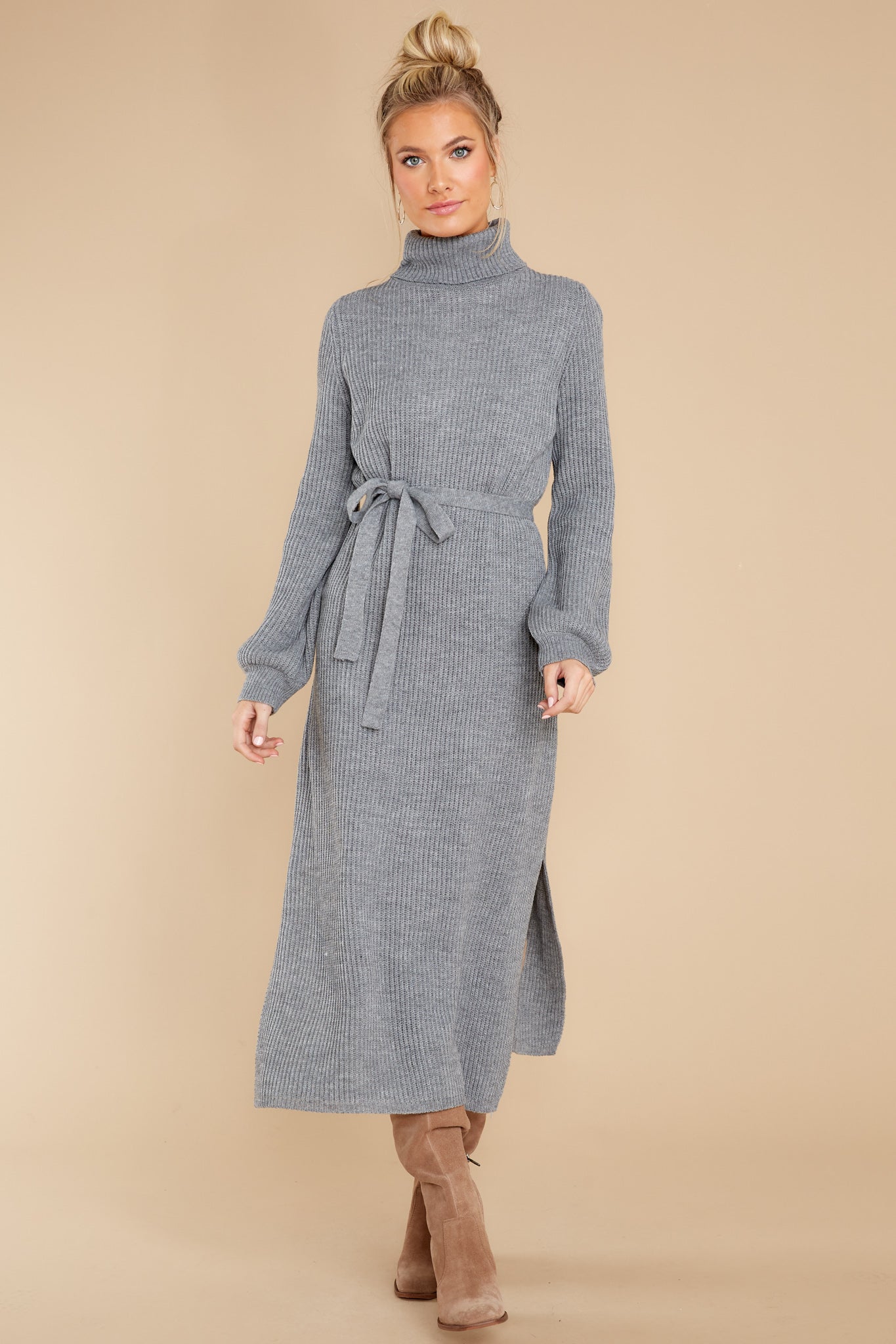 When In Doubt Grey Knit Maxi Dress