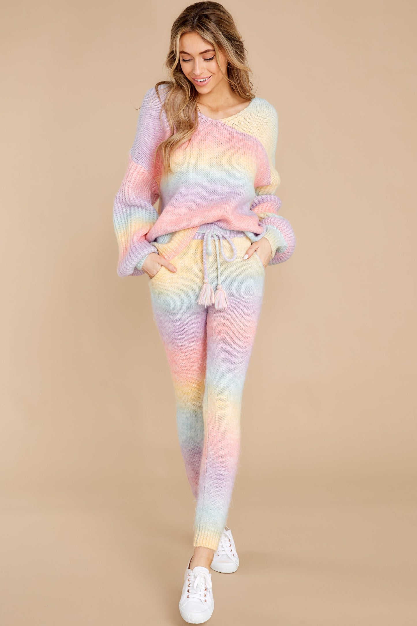 Rainbow Road Pink Multi Knit Sweater