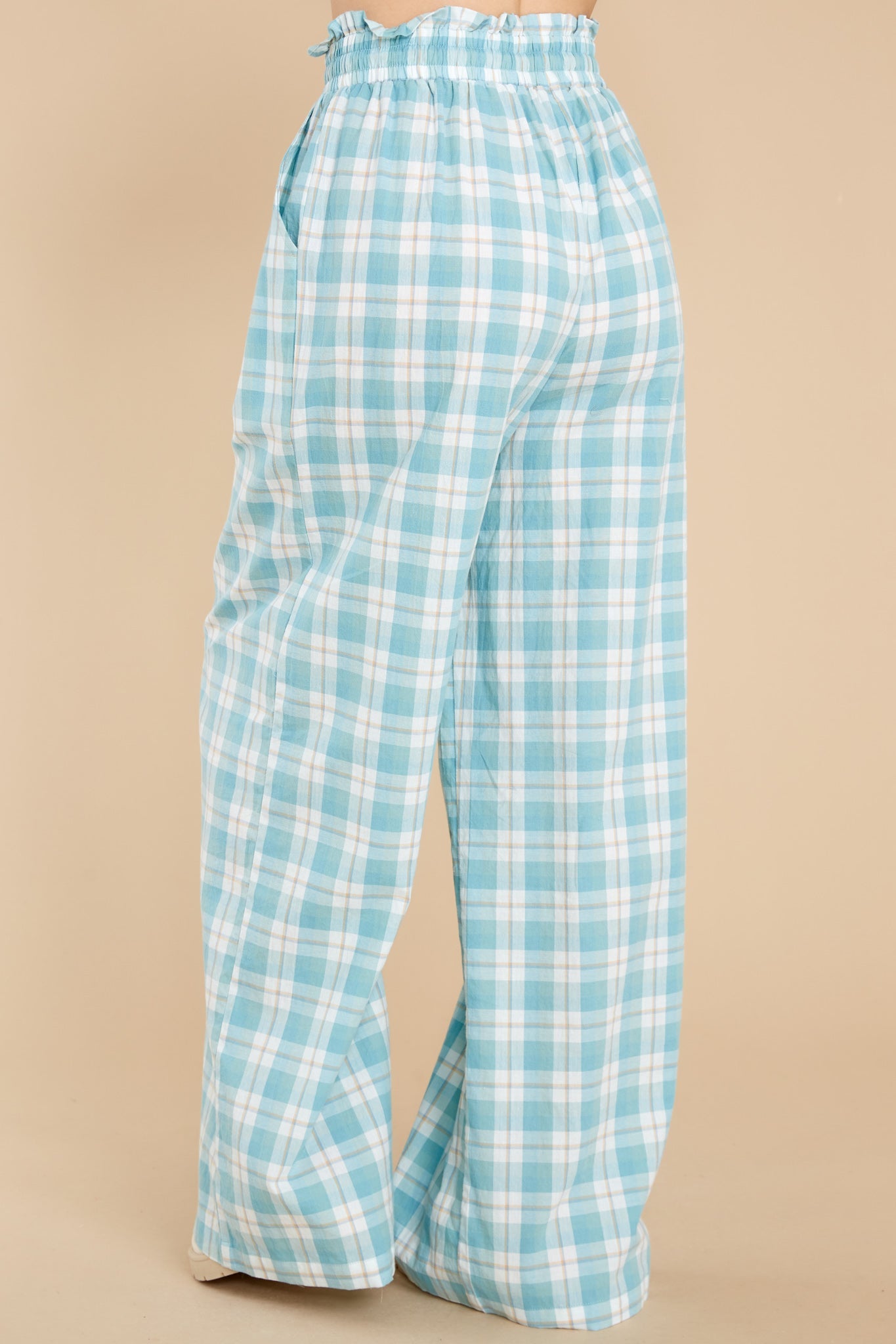 Snooze And Snuggle Teal Plaid Cotton Pajama Pants