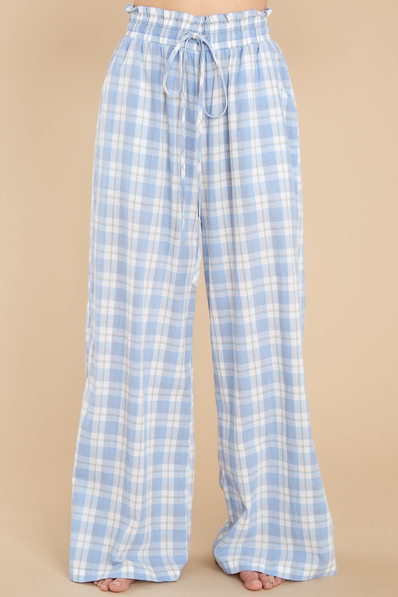 Snooze And Snuggle Blue Plaid Cotton Pajama Bottoms