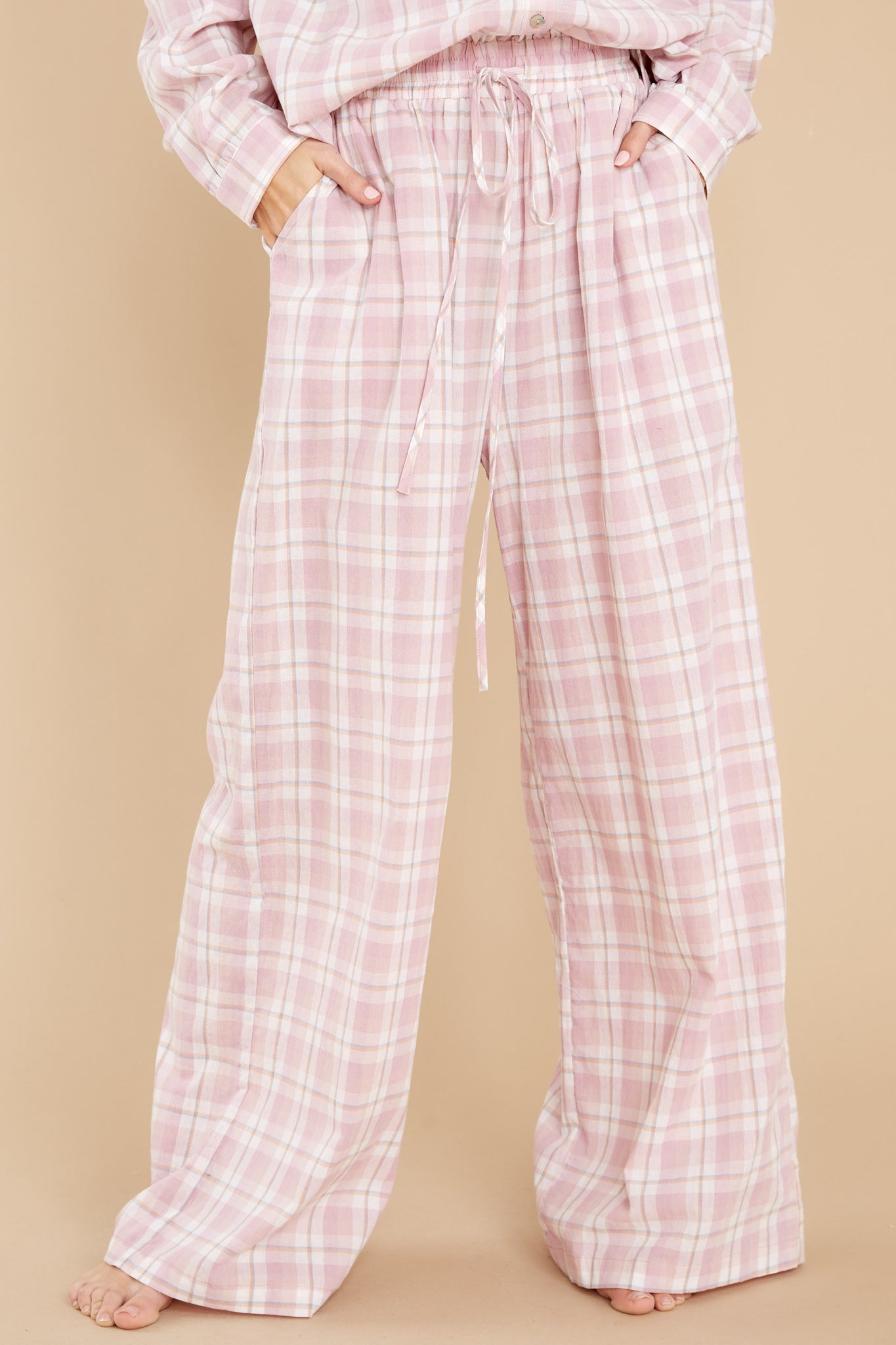 Snooze And Snuggle Pink Plaid Cotton Pajama Pants