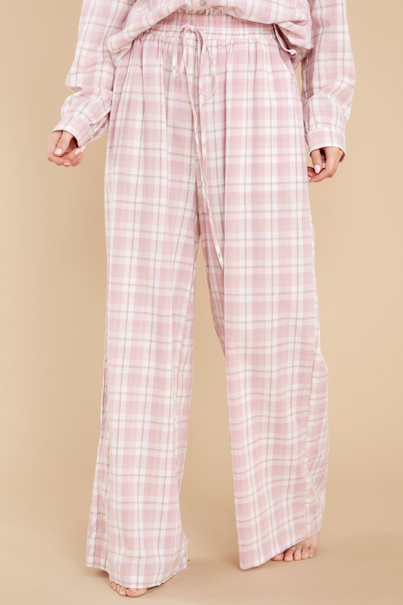 Snooze And Snuggle Pink Plaid Cotton Pajama Pants