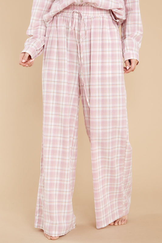 Snooze And Snuggle Pink Plaid Cotton Pajama Pants