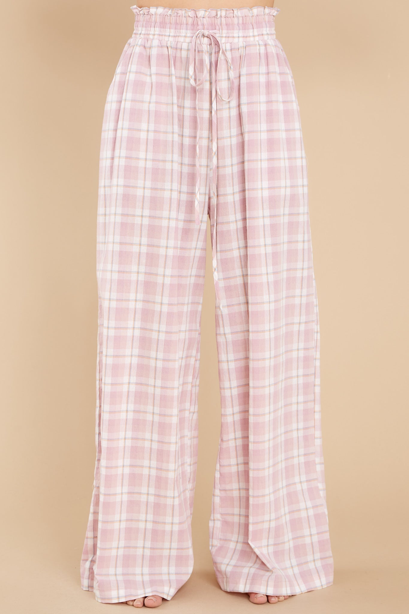 Snooze And Snuggle Pink Plaid Cotton Pajama Pants