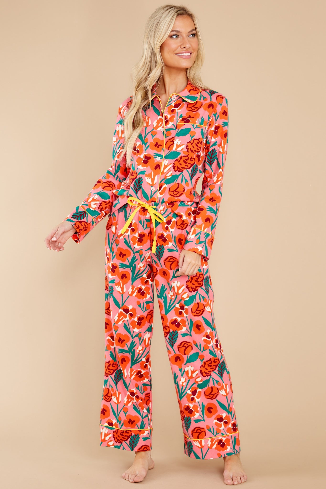 Leisure Pink Las Flores Long Sleeve Shirt