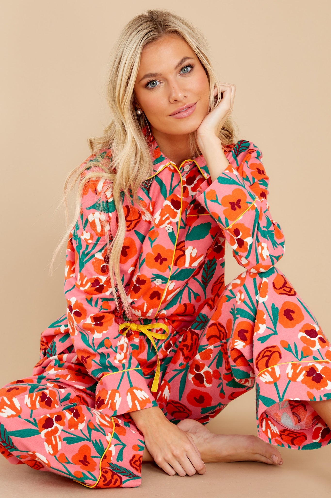 Leisure Pink Las Flores Long Sleeve Shirt