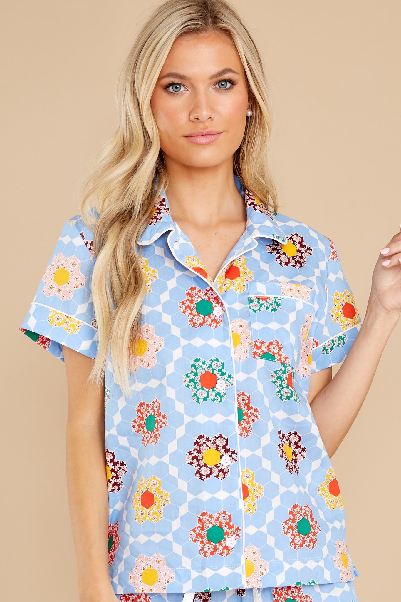 Leisure Patchwork Short Sleeve Shirt