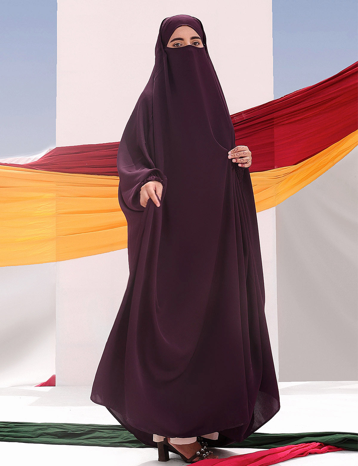 Plain Jilbab - Deep Maroon