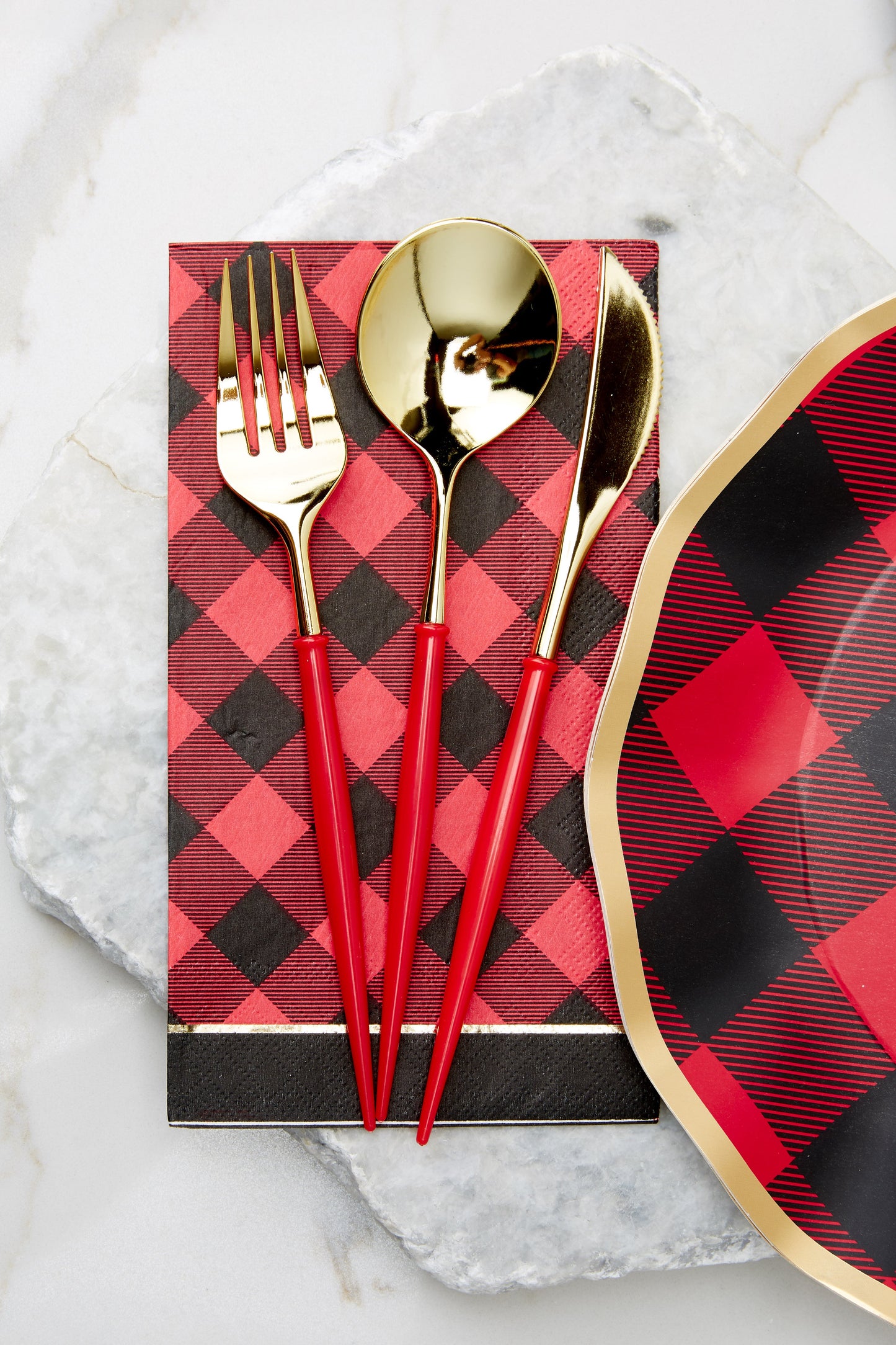 Bella Red And Gold Cutlery Set