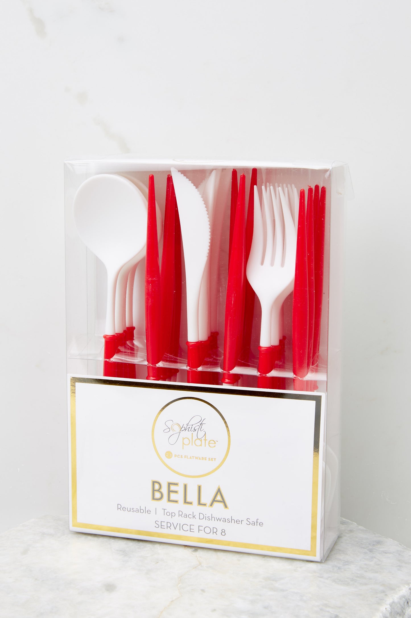 Bella Red And White Cutlery Set