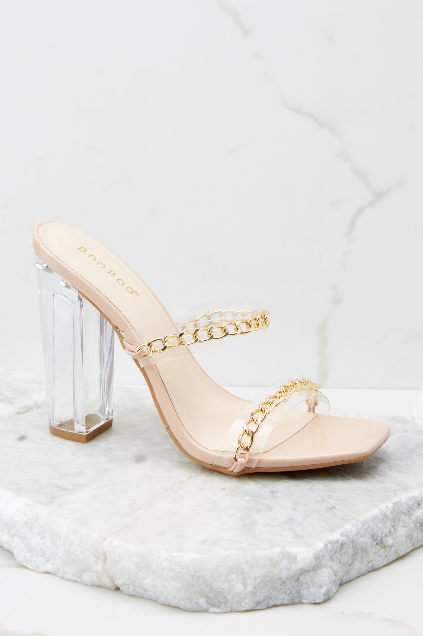 Fashion Edge Nude And Clear Heels
