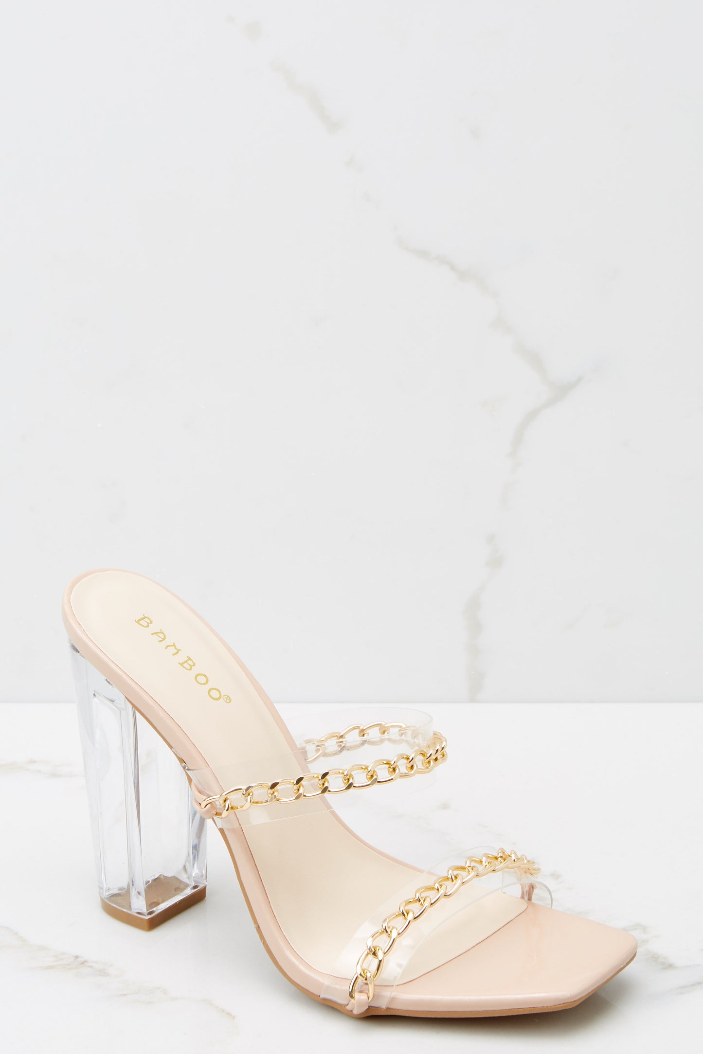 Fashion Edge Nude And Clear Heels