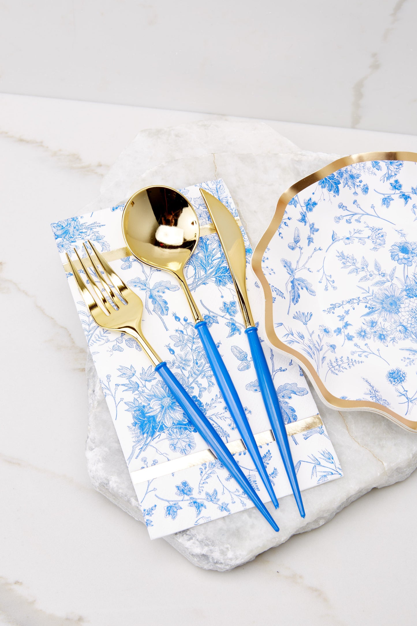 Bella China Blue And Gold Cutlery Set